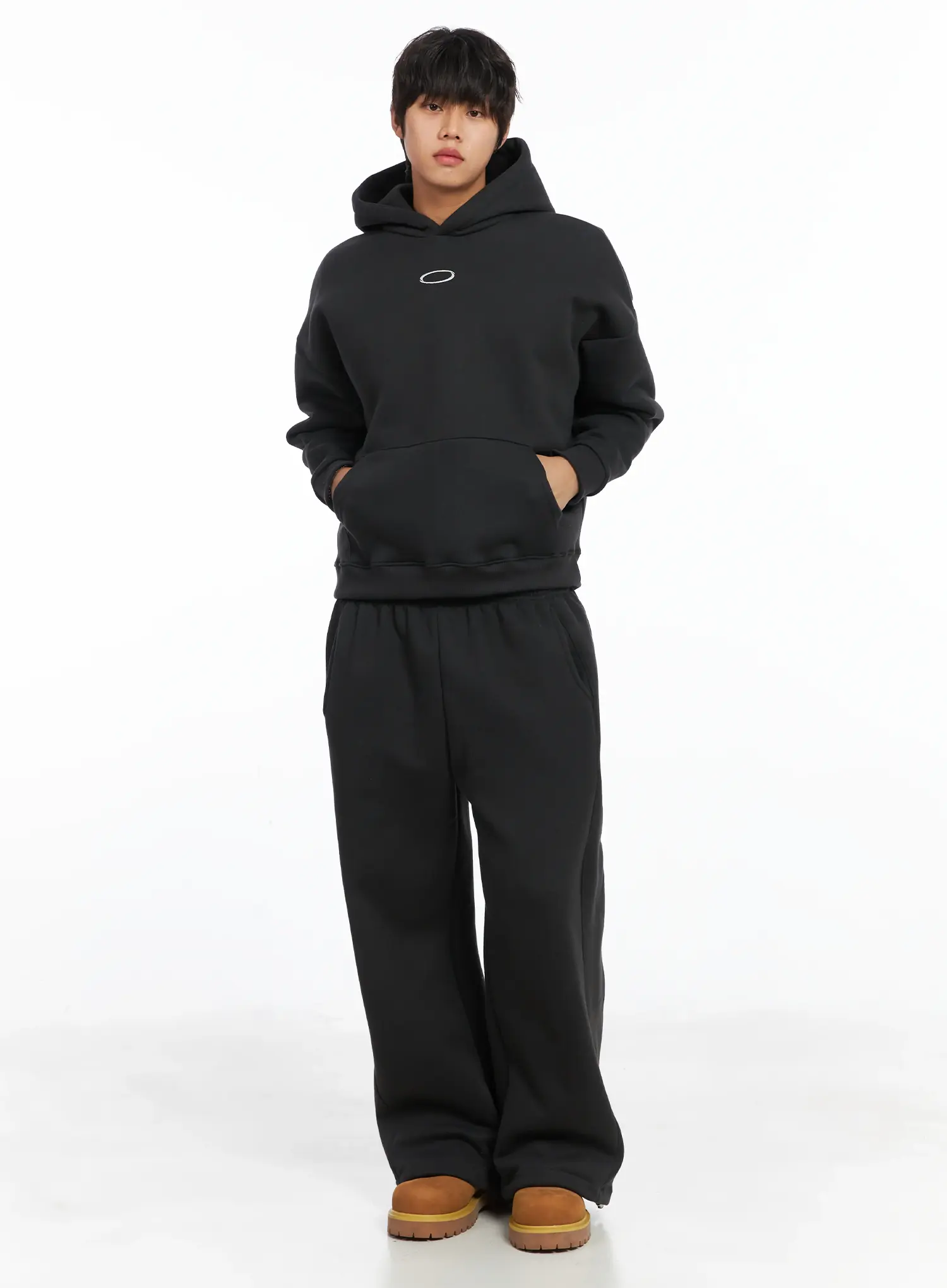 Men's Basic Logo Embroidered Fleece Hoodie IJ512 - Image 9