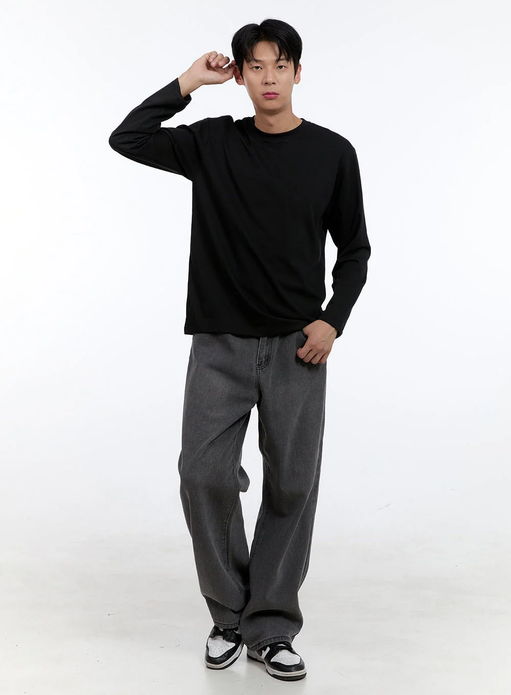 Men's Basic Long Sleeve (Black) IG427 - Image 2
