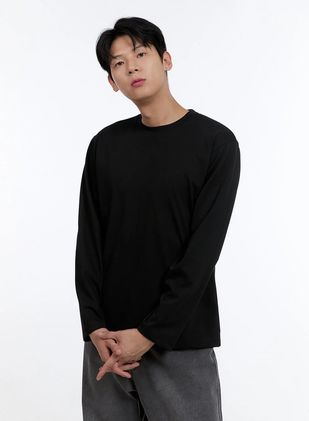 Men's Basic Long Sleeve (Black) IG427 - Image 4