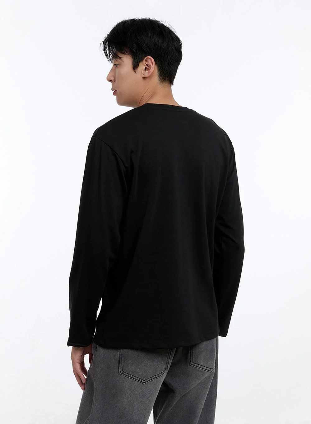 Men's Basic Long Sleeve (Black) IG427 - Image 5