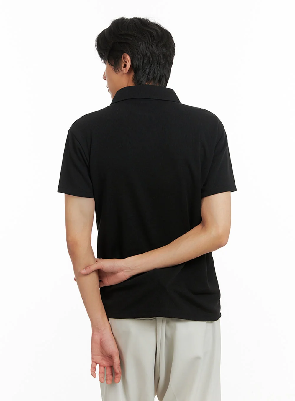Men's Basic Short Sleeve Polo Shirt (Black) IY424 - Image 5