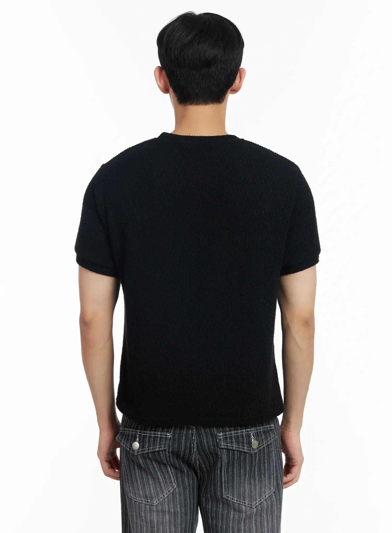Men's Basic Waffle Knit Tee IF516 - Image 5