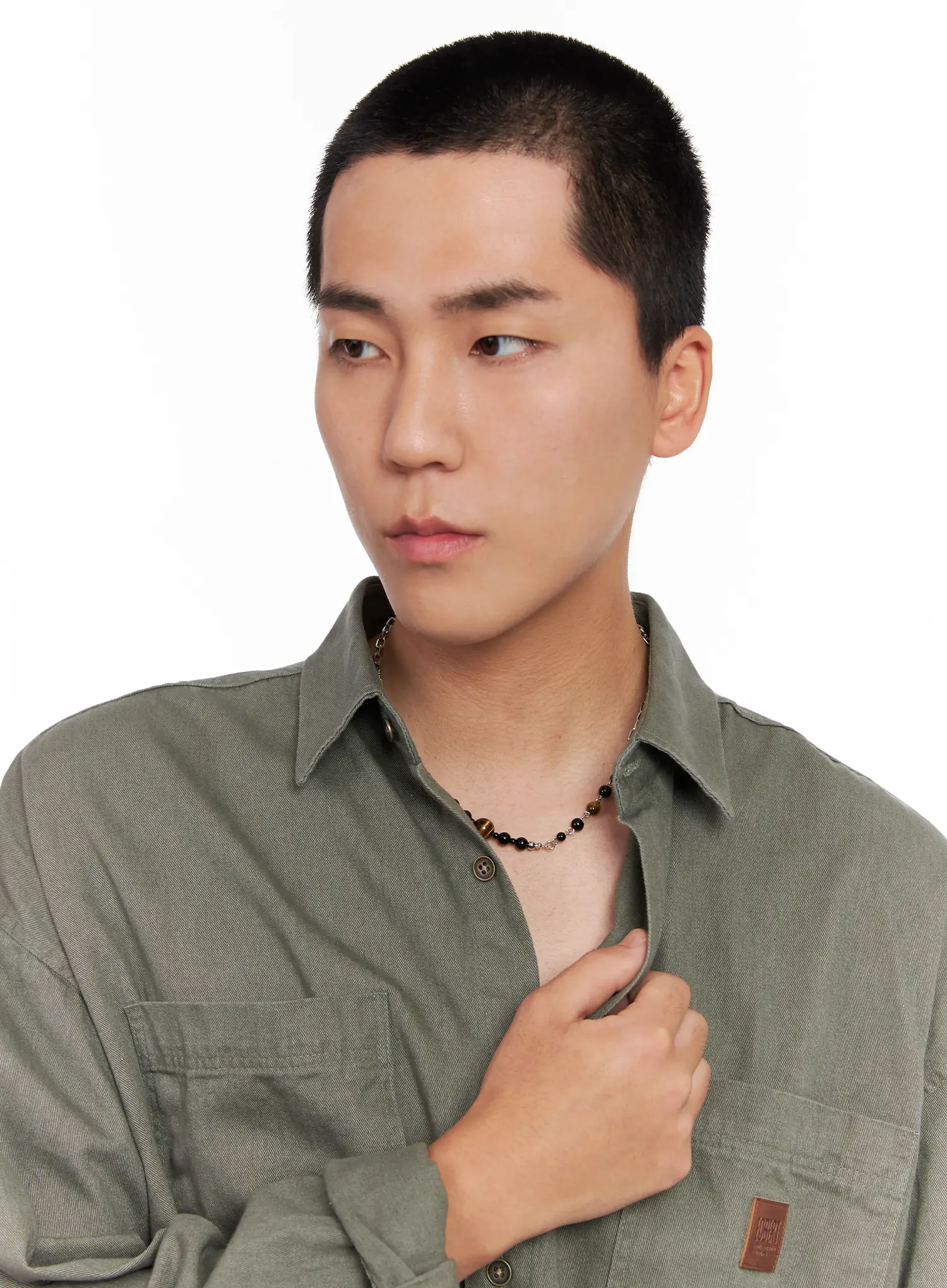 Men's Black & Brown Beaded Necklace IG529