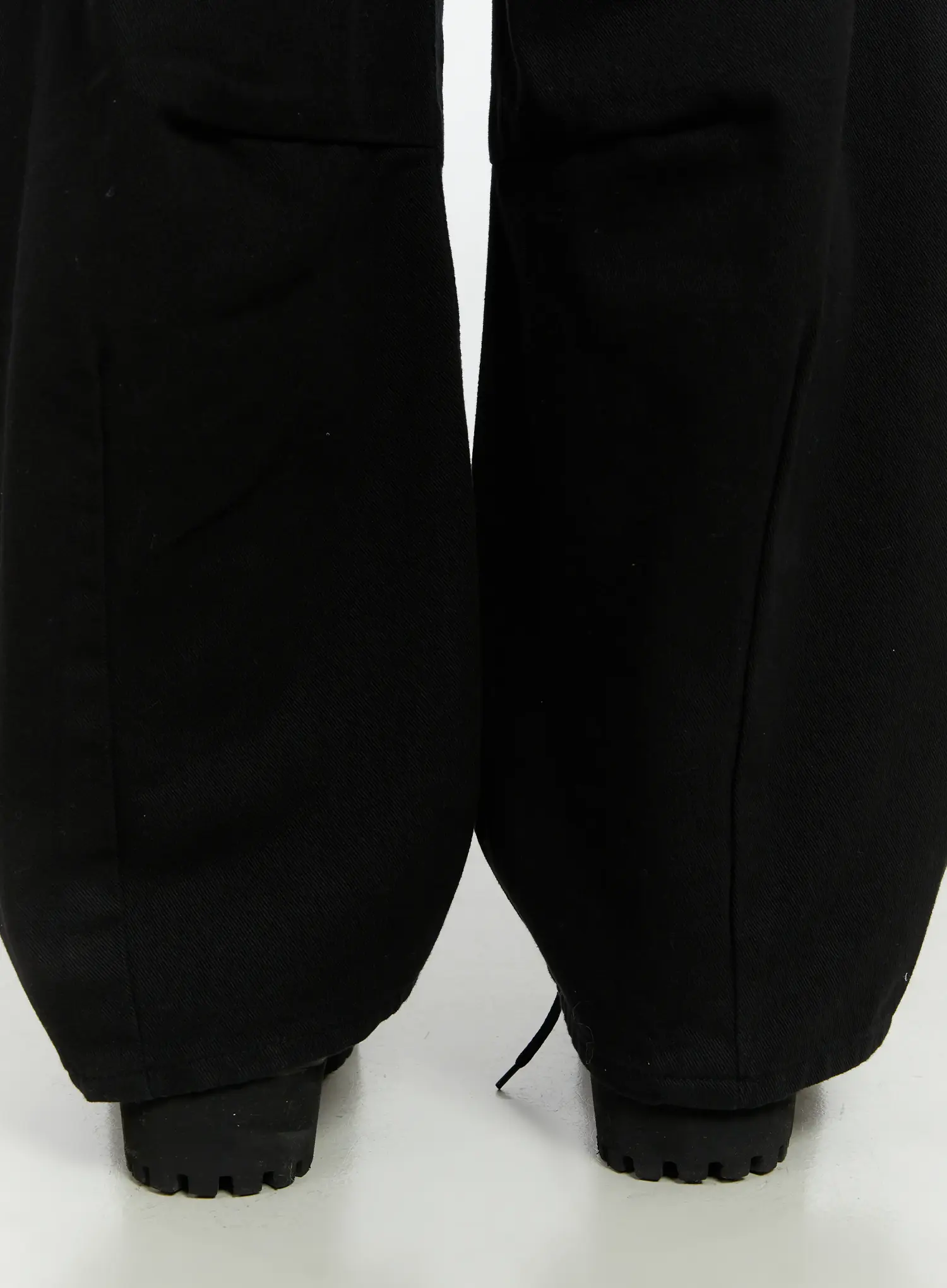 Men's Black Curved Fit Wide Cotton Pants IF511 - Image 7