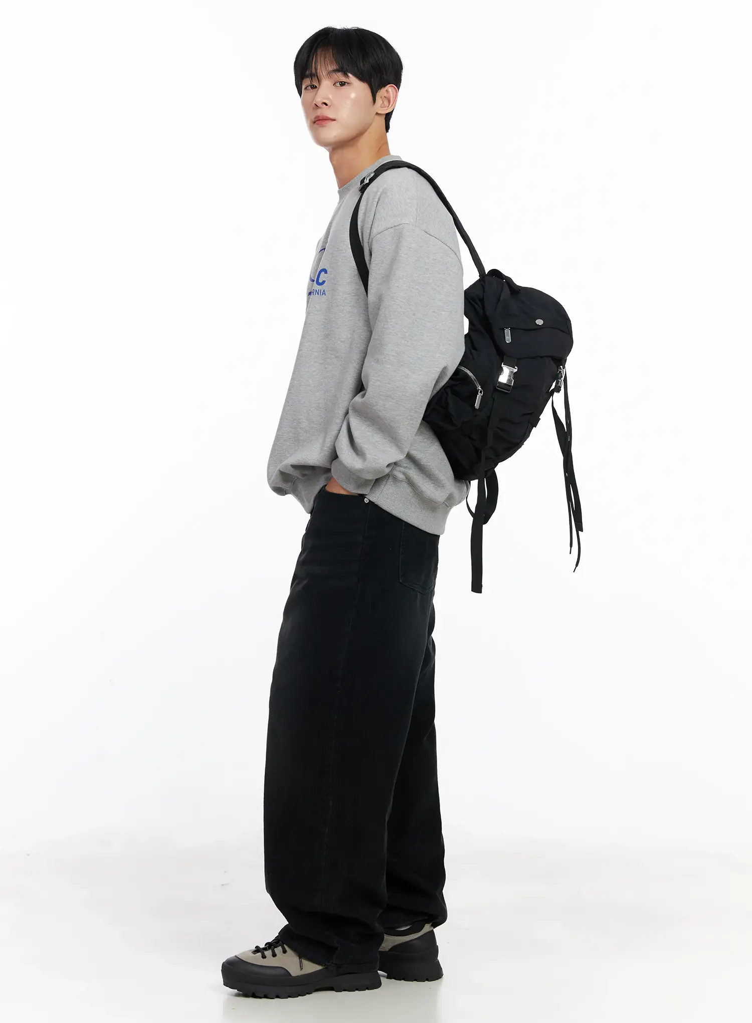 Men's Black Washed Wide Corduroy Pants IJ521 - Image 10