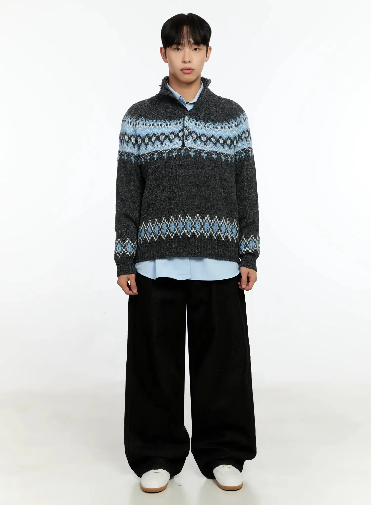 Men's Black Wide-Leg Jeans IN525 - Image 9