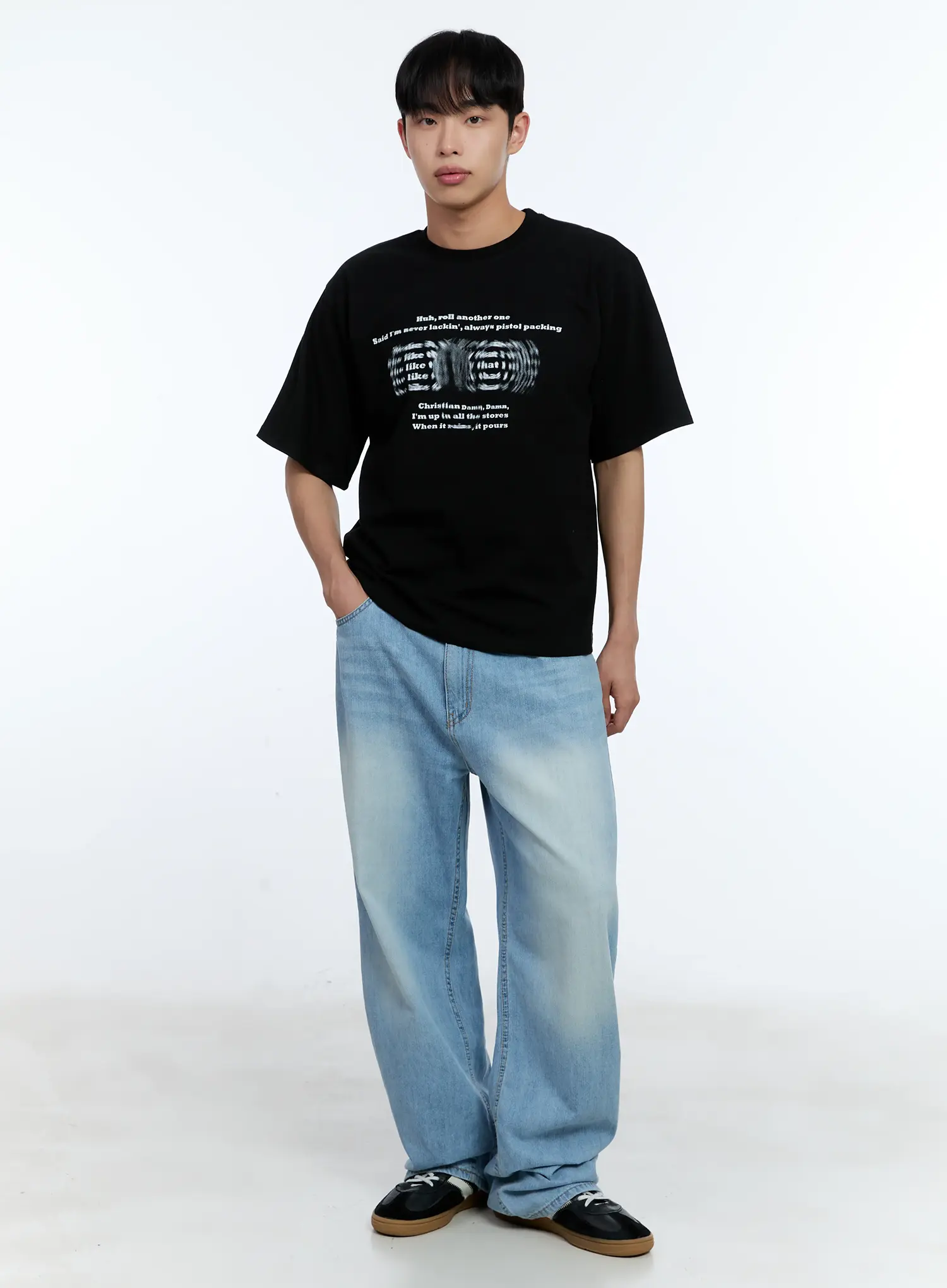 Men's Blurred Graphic Tee IL517 - Image 2