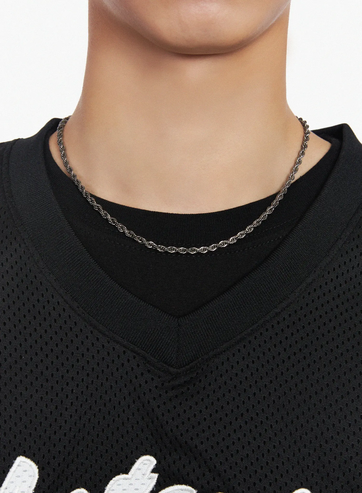 Men's Braided Twist Chain Necklace IL501 - Image 2