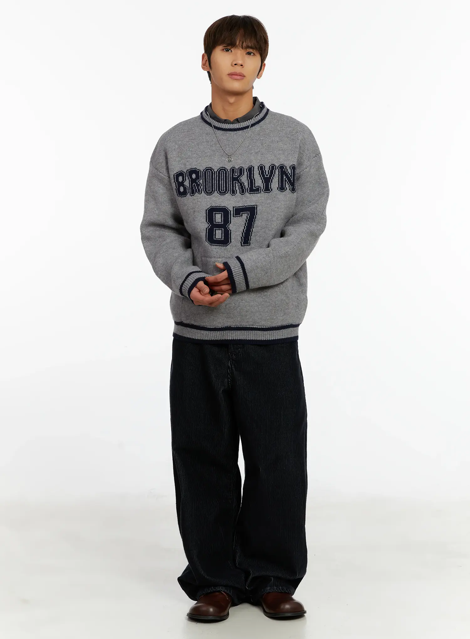 Men's Brooklyn Lettering Knit Sweater ID524 - Image 7