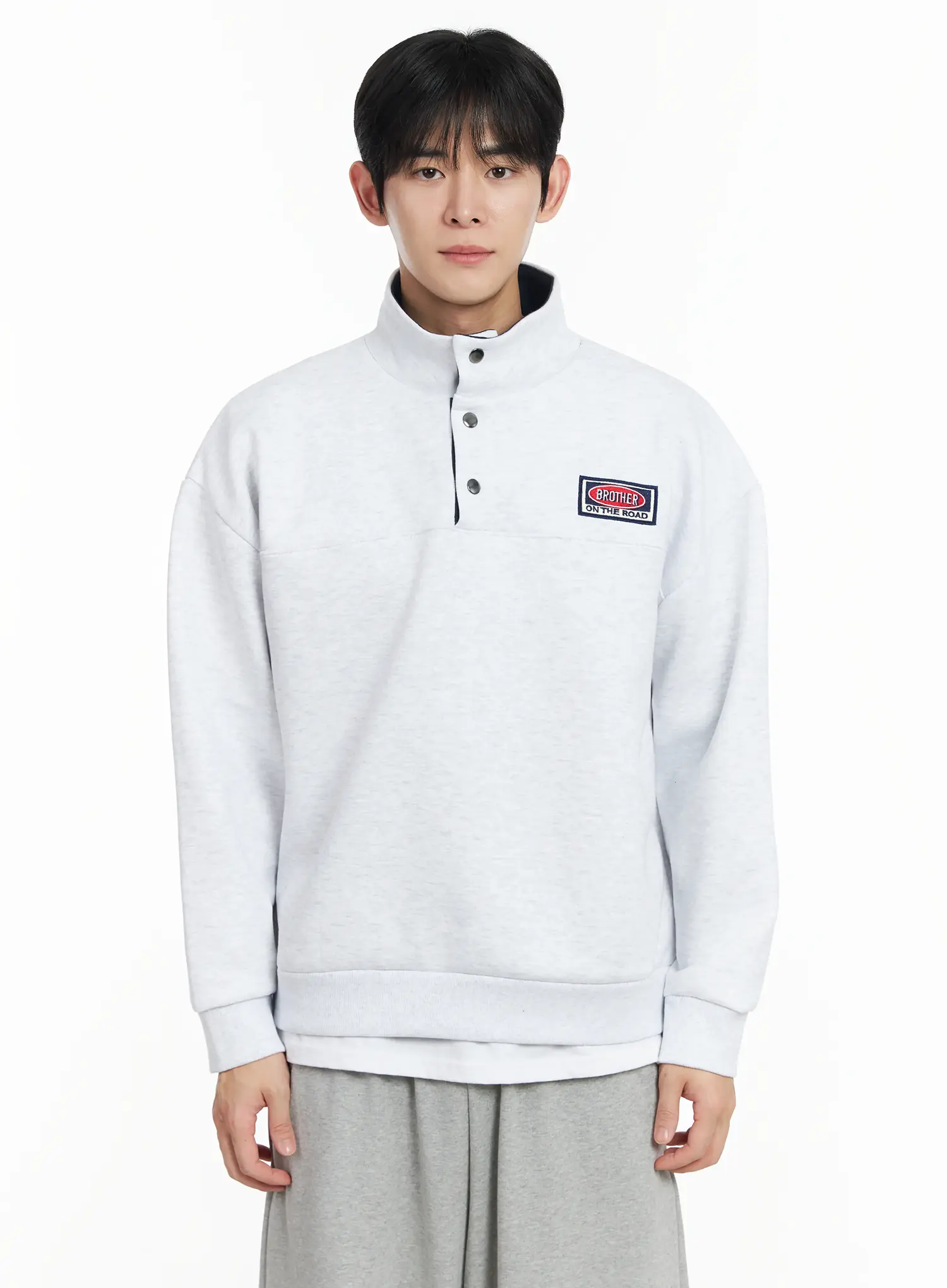 Men's Brother On the Road Patch Half Snap Sweatshirt IF517 - Image 11