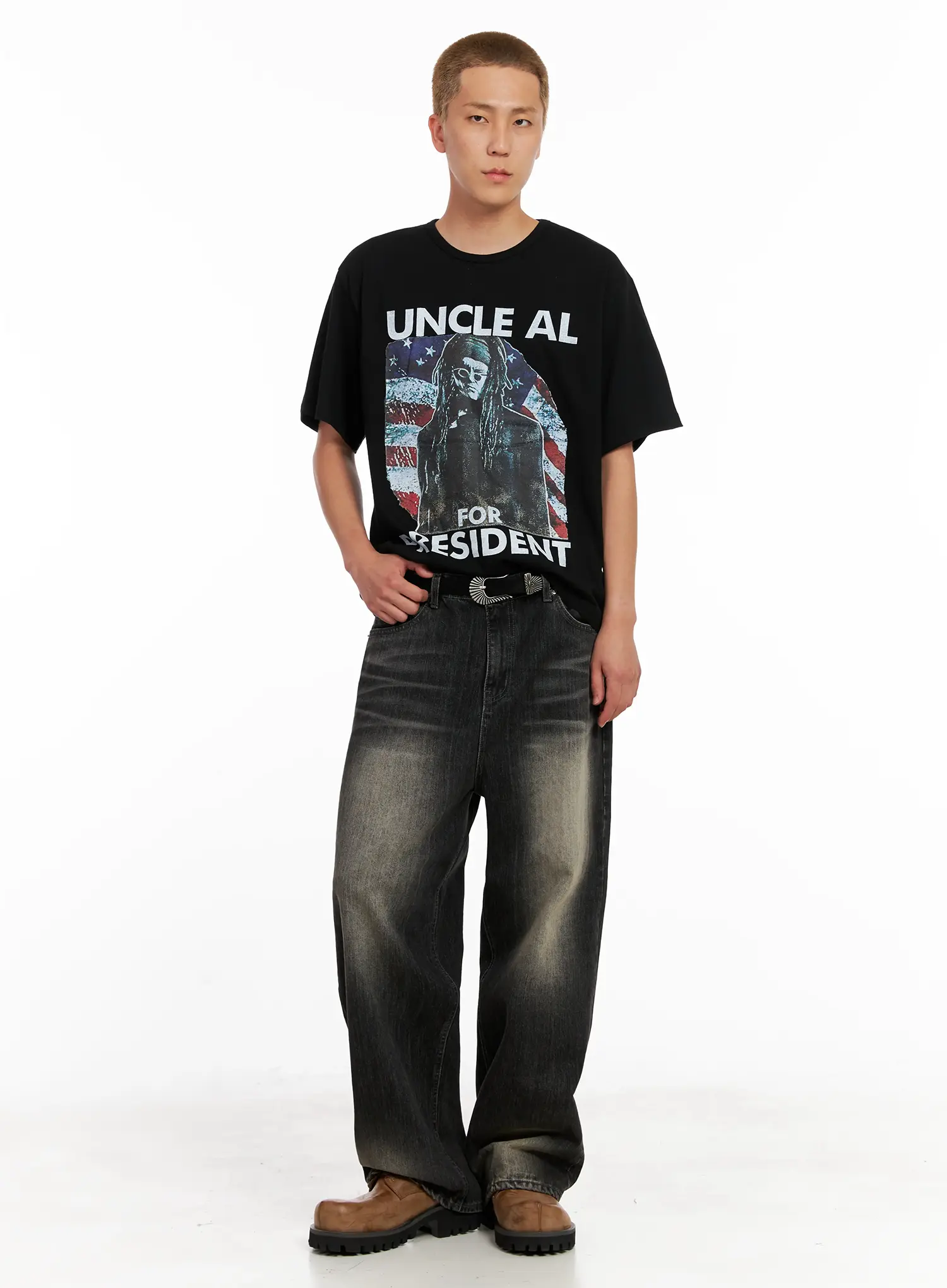 Men's Brushed Wide-Leg Denim Jeans IL521 - Image 2