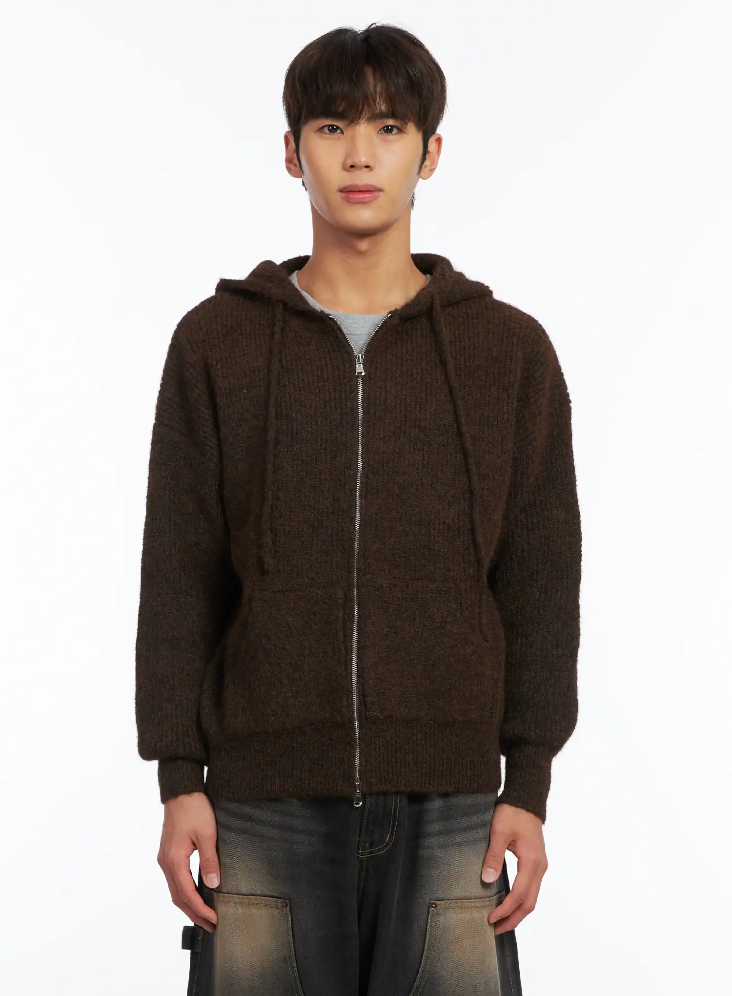 Men's Brushed Wool Knit Zip-Up Hoodie ID511 - Image 11