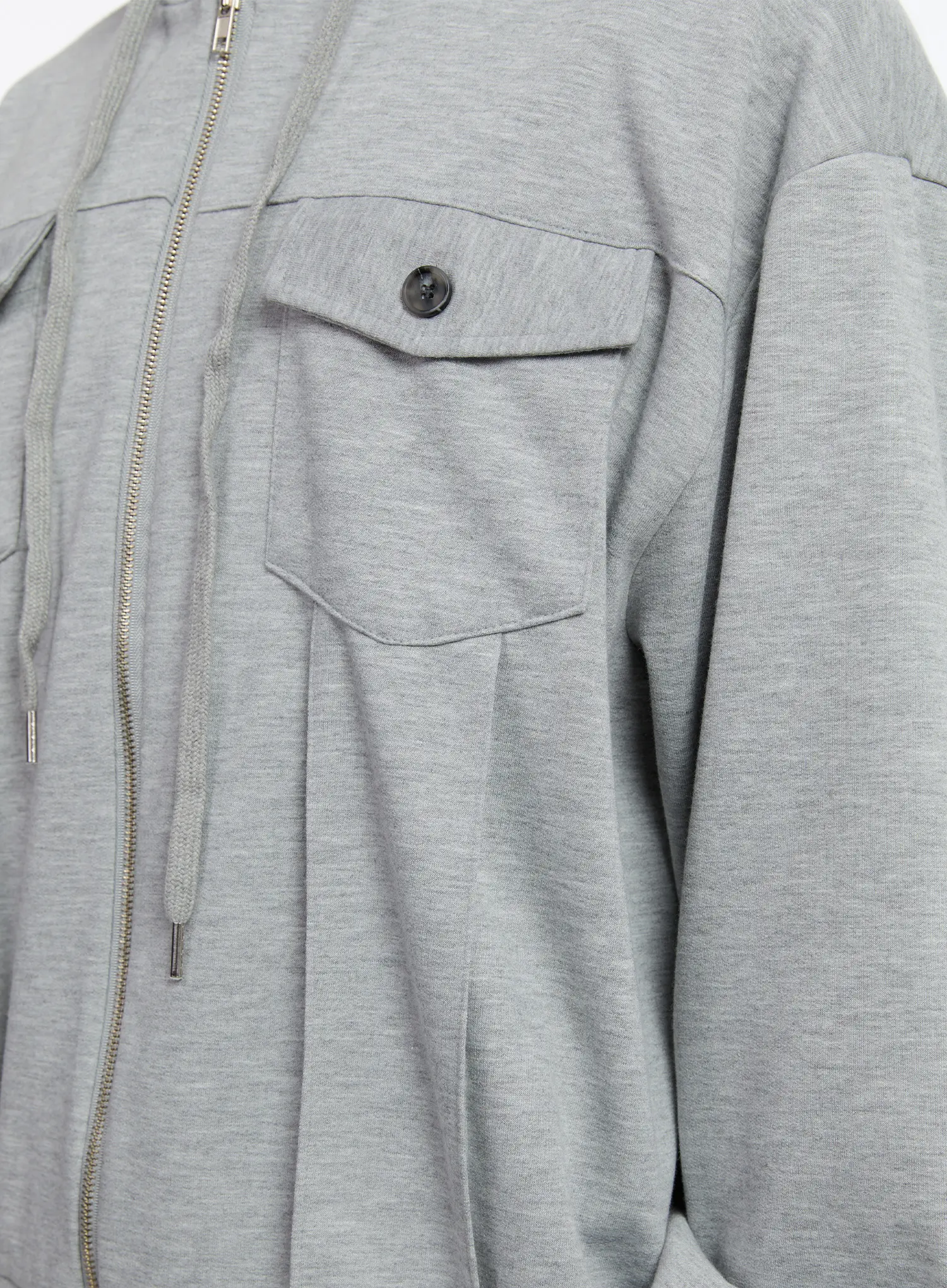 Men's Button Detail Zip-Up Hoodie Jacket IN528 - Image 9