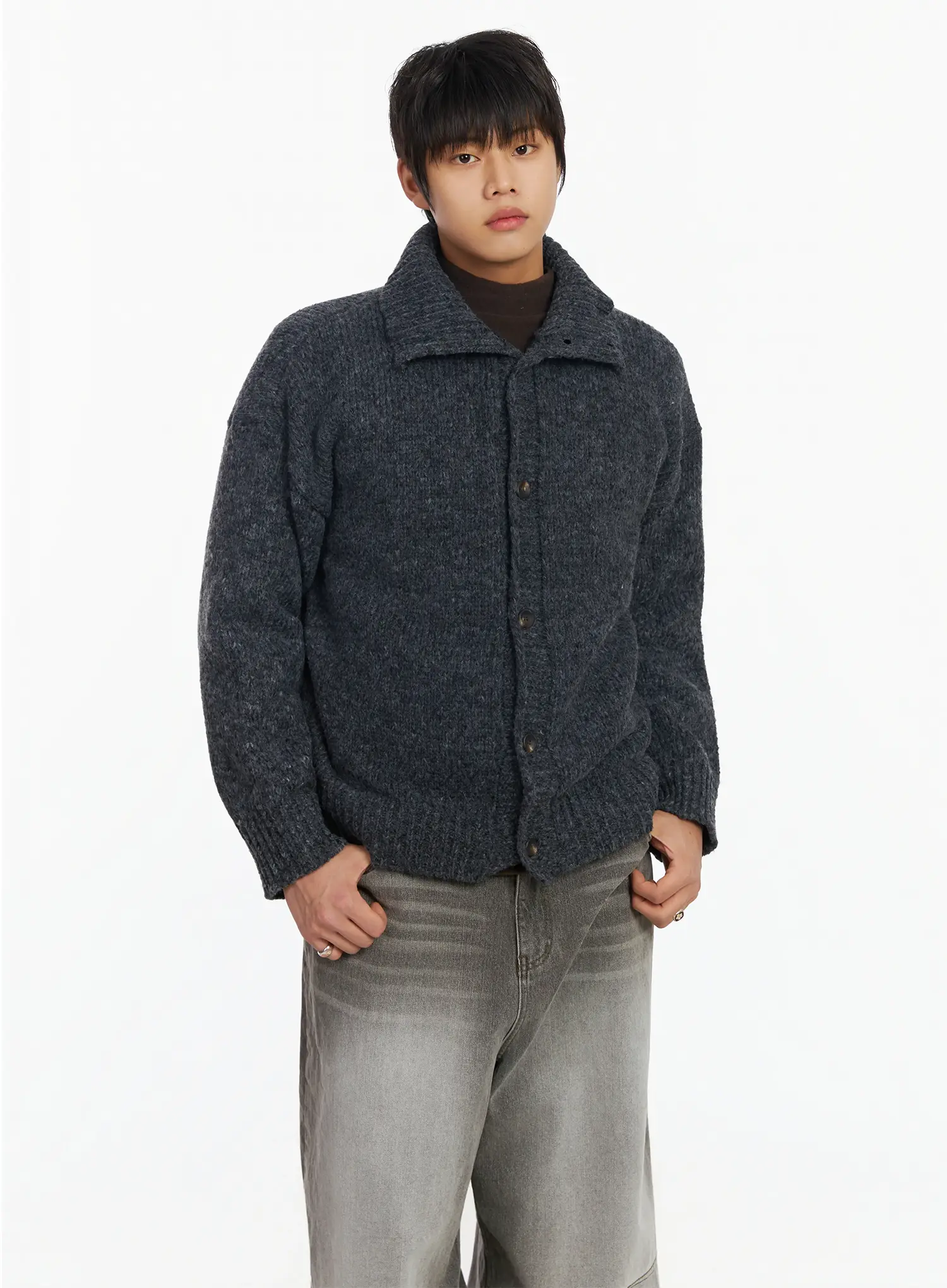 Men's Button-Up Sweater IF503 - Image 2