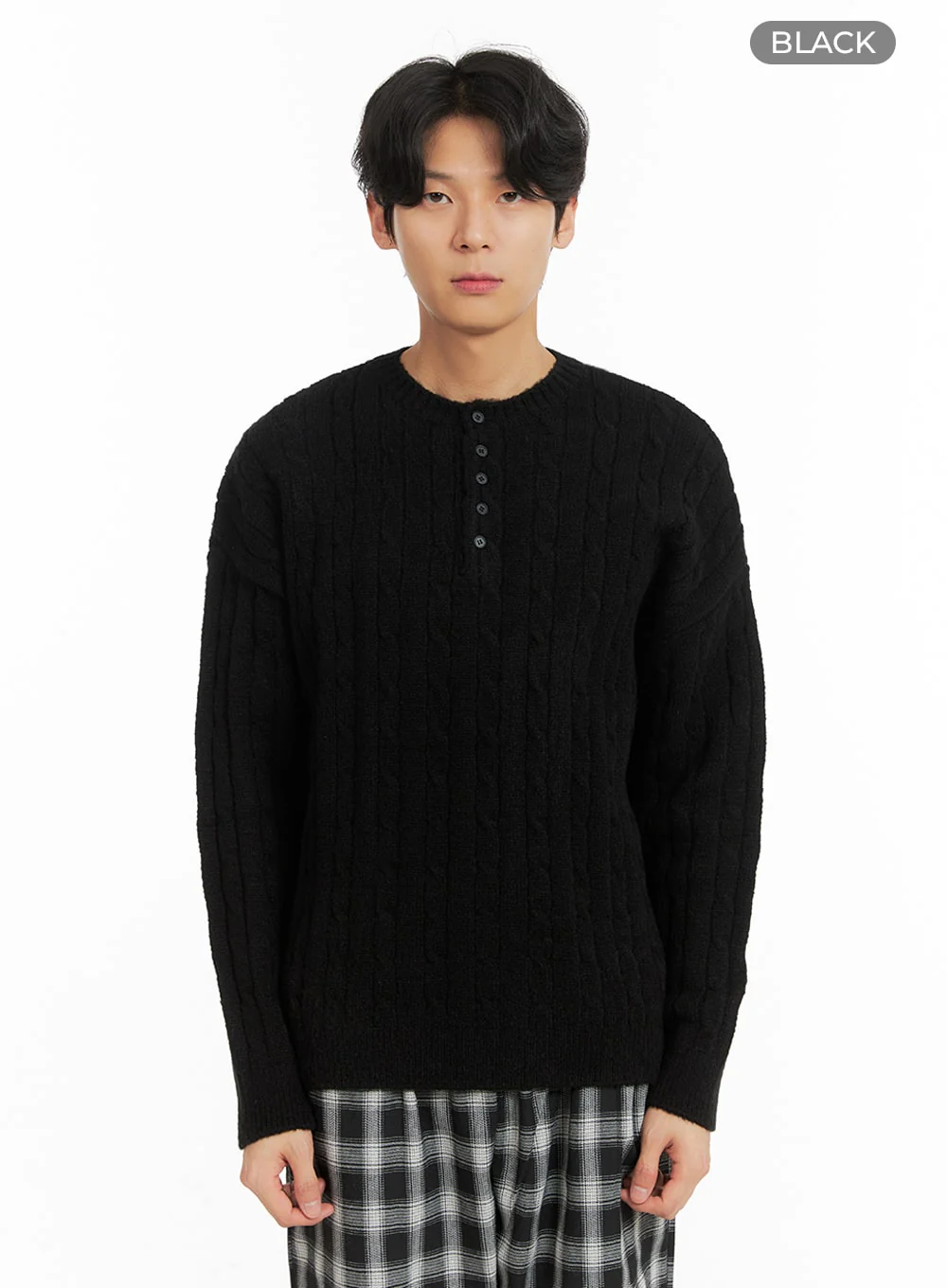 Men's Cable Knit Buttoned Sweater IA401 - Image 9
