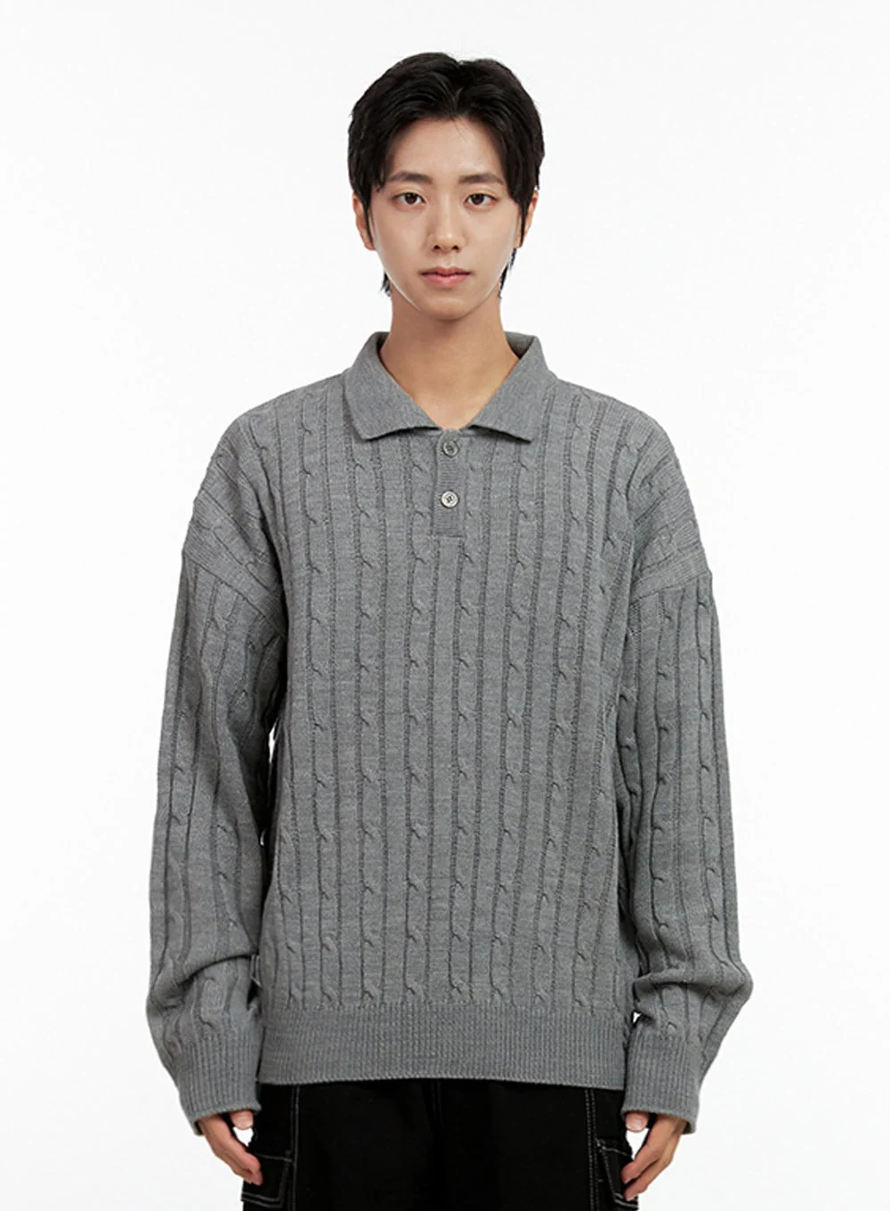 Men's Cable Knit Buttoned Sweater IN411 - Image 9