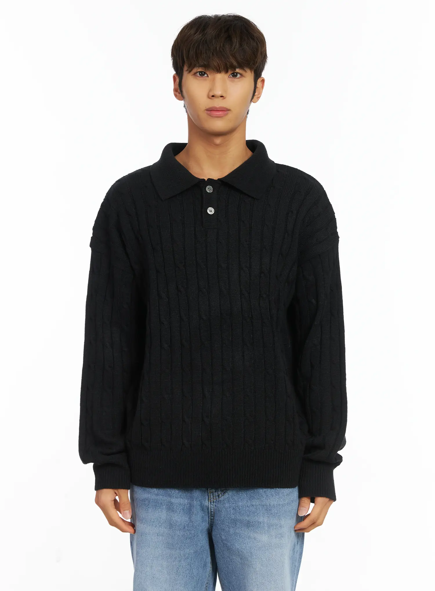 Men's Cable Knit Collar Sweater IJ514 - Image 13