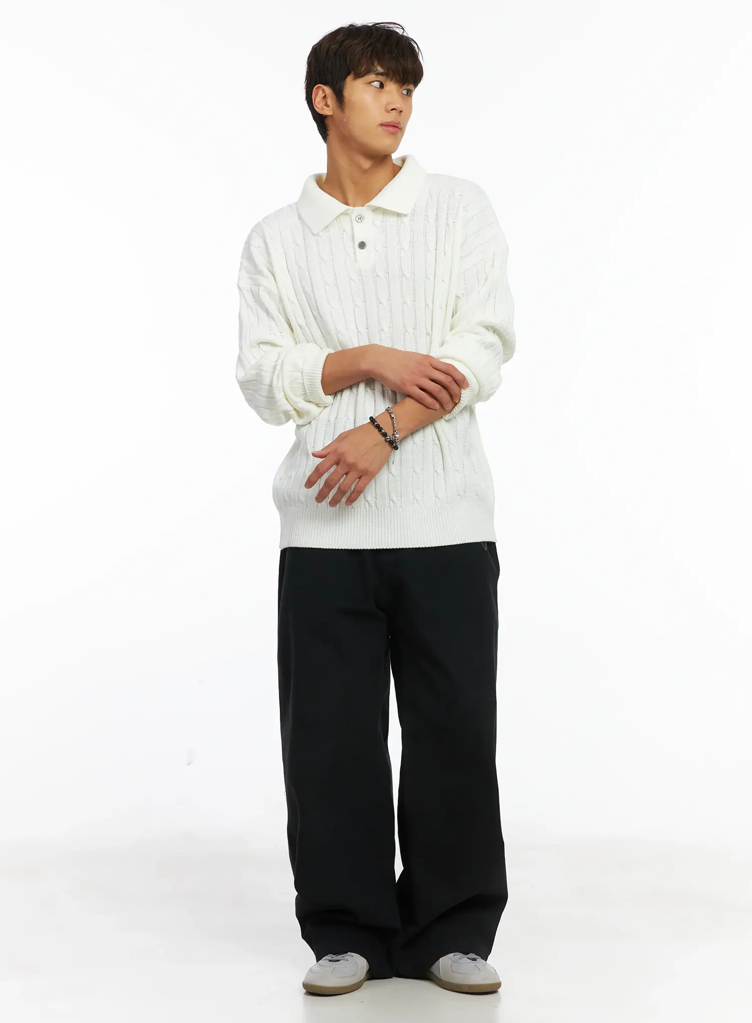 Men's Cable Knit Collar Sweater IJ514 - Image 8