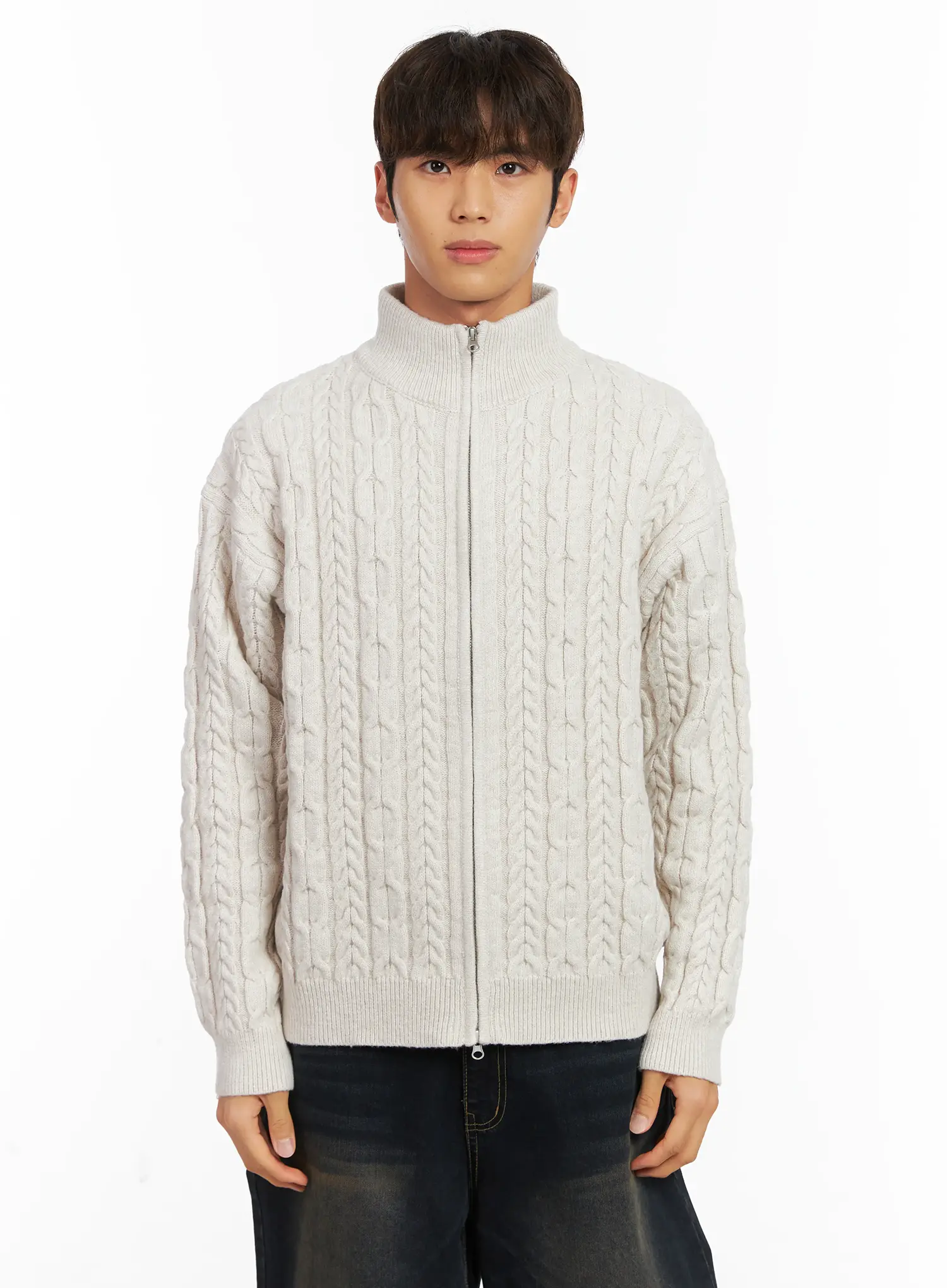 Men's Cable Knit Zip-Up Cardigan ID511 - Image 11