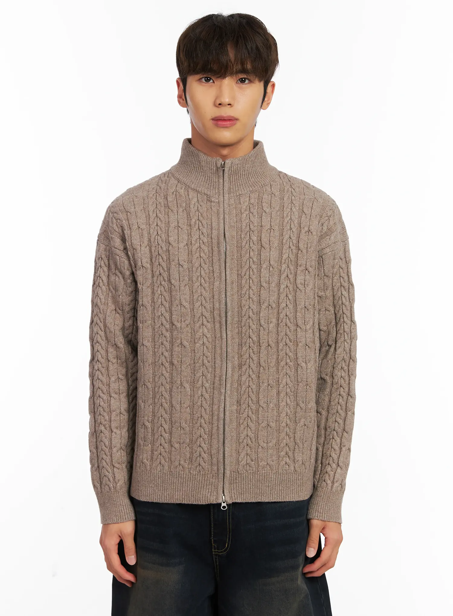 Men's Cable Knit Zip-Up Cardigan ID511 - Image 12