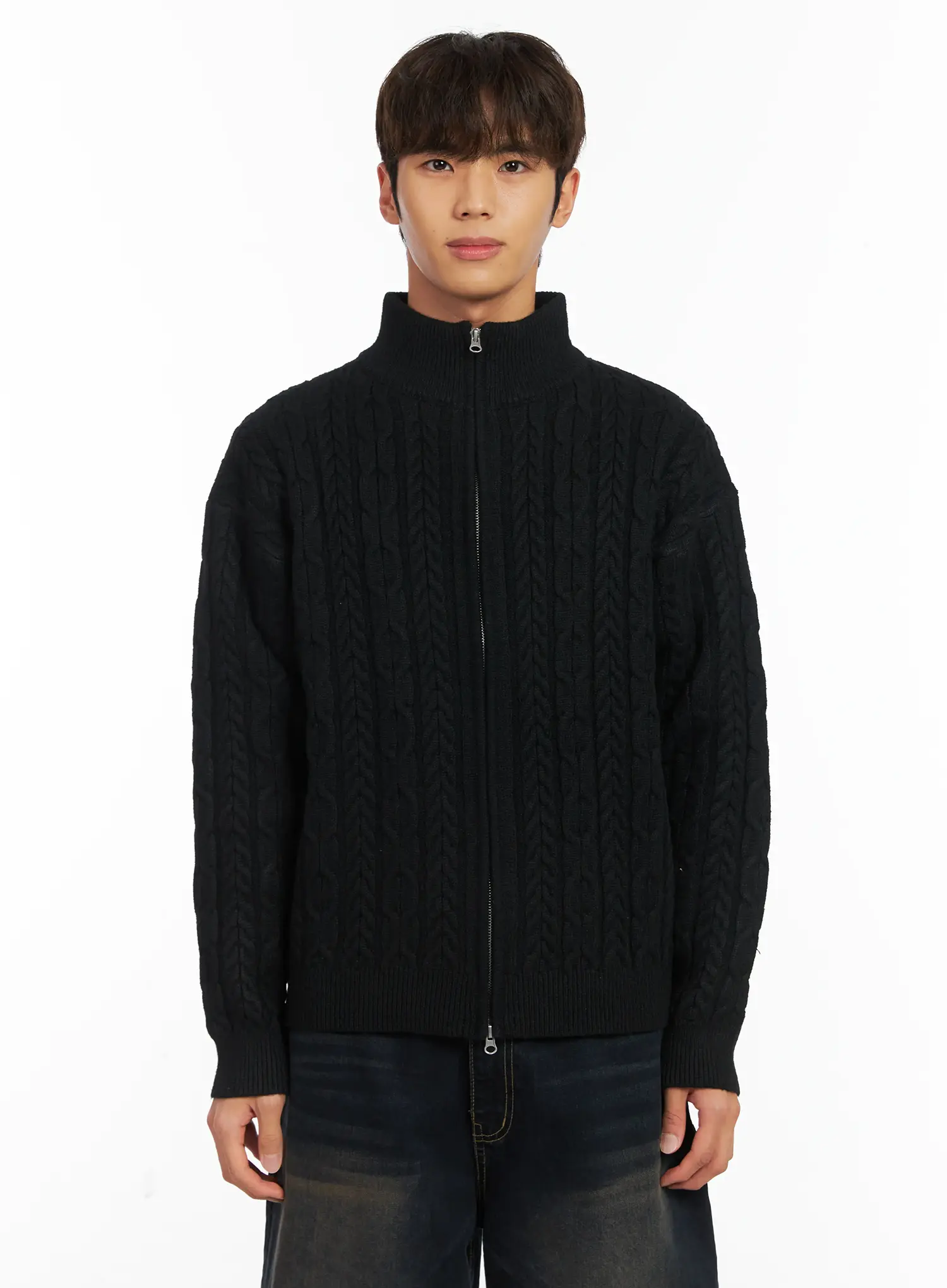 Men's Cable Knit Zip-Up Cardigan ID511 - Image 13