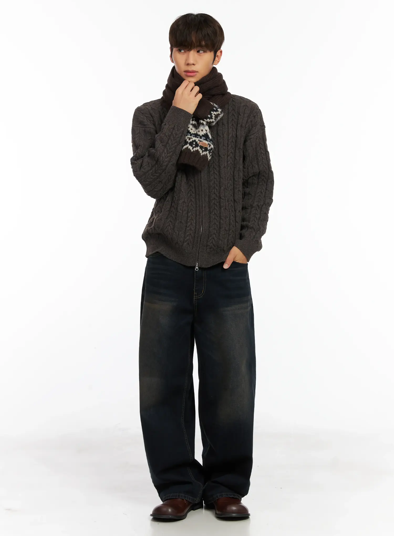Men's Cable Knit Zip-Up Cardigan ID511 - Image 8