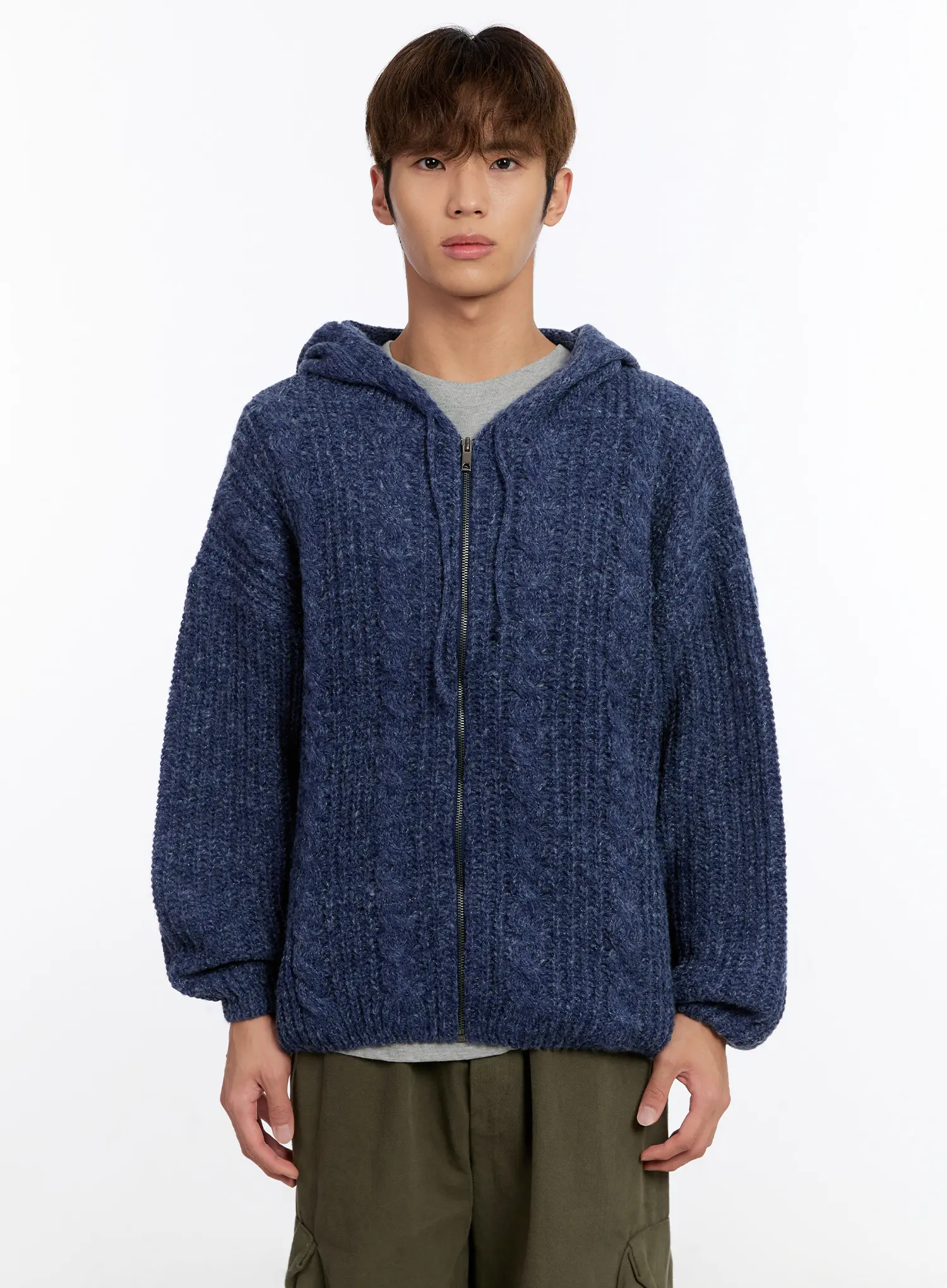 Men's Cable Knit Zip-Up IN524 - Image 14