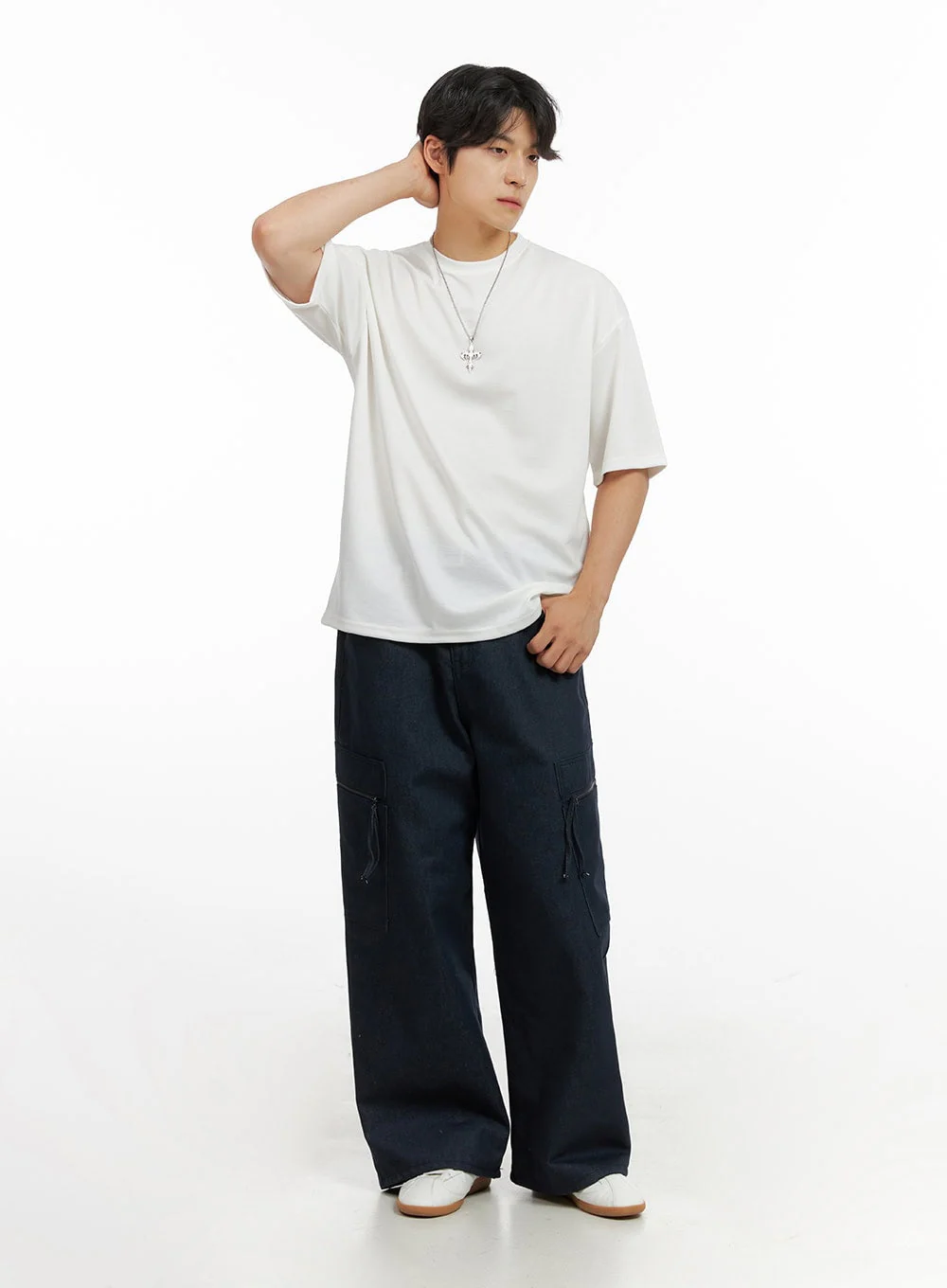 Men's Cargo Denim Jeans (Dark Blue) IG409 - Image 3