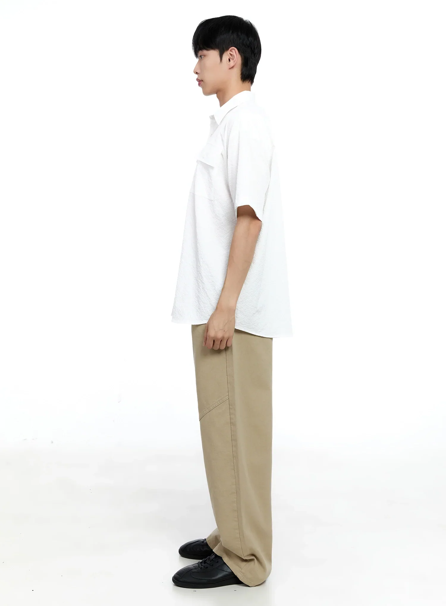 Men's Casual Crinkle Texture Shirt IG520 - Image 11