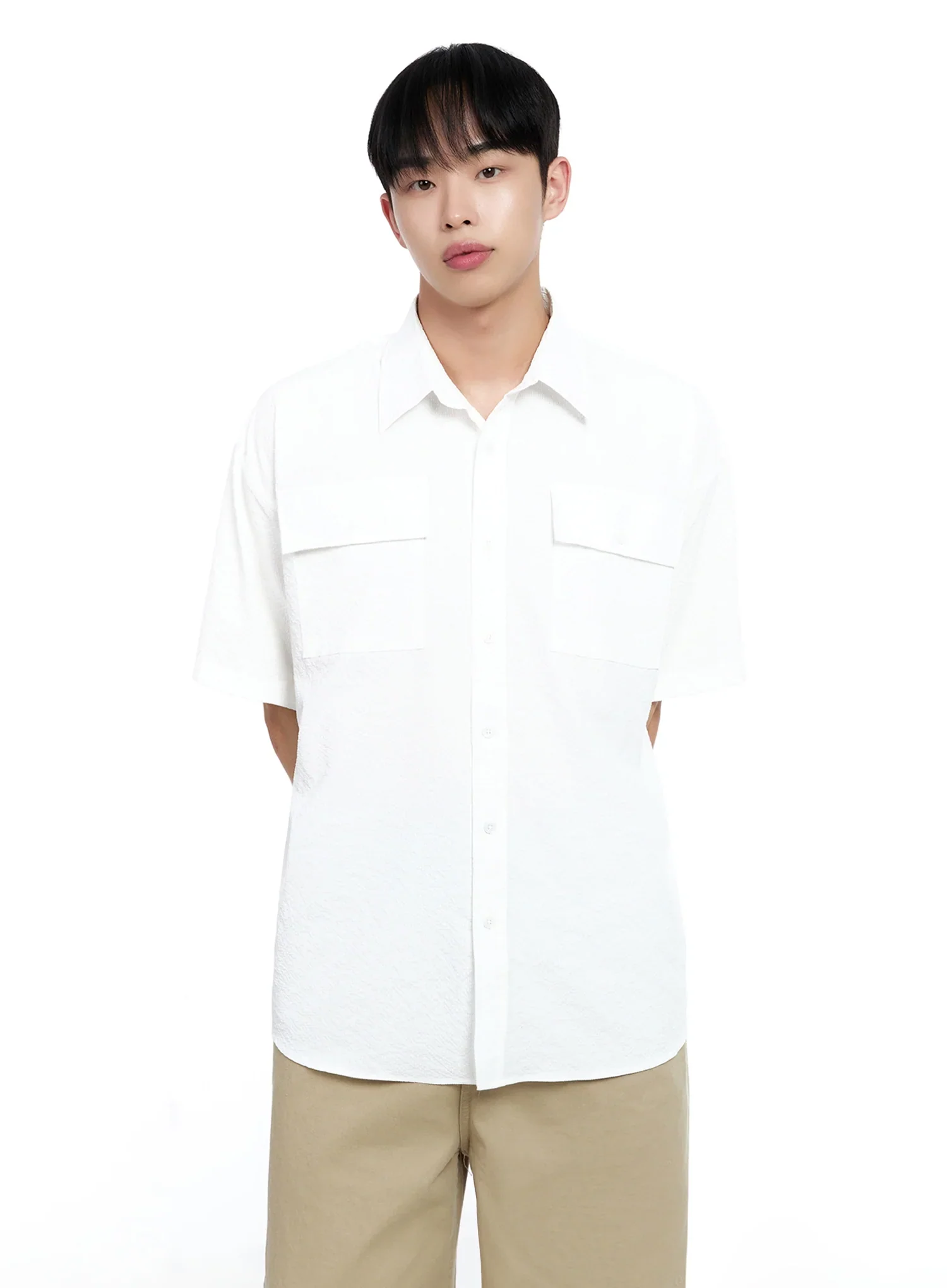 Men's Casual Crinkle Texture Shirt IG520 - Image 8