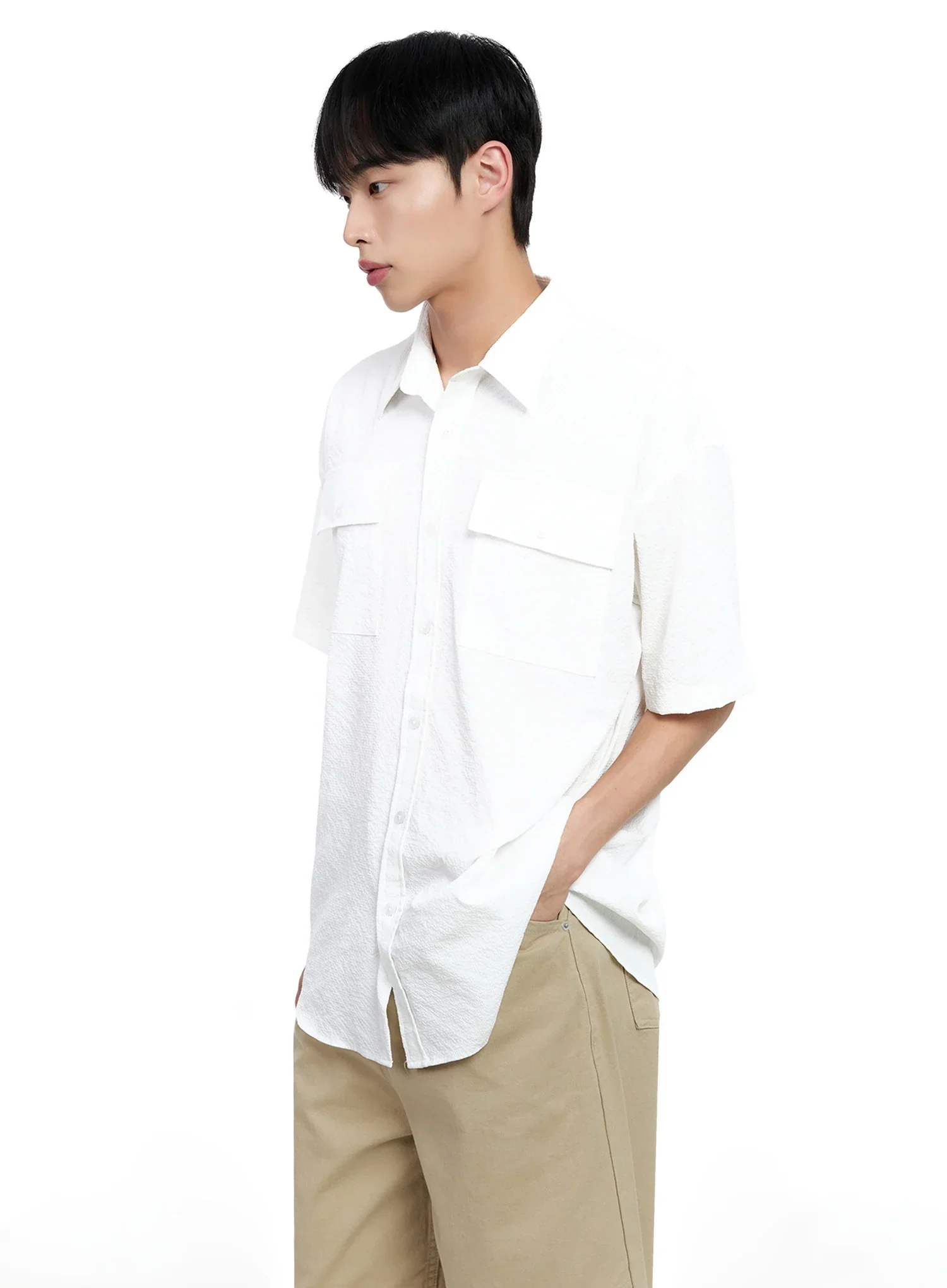 Men's Casual Crinkle Texture Shirt IG520 - Image 9