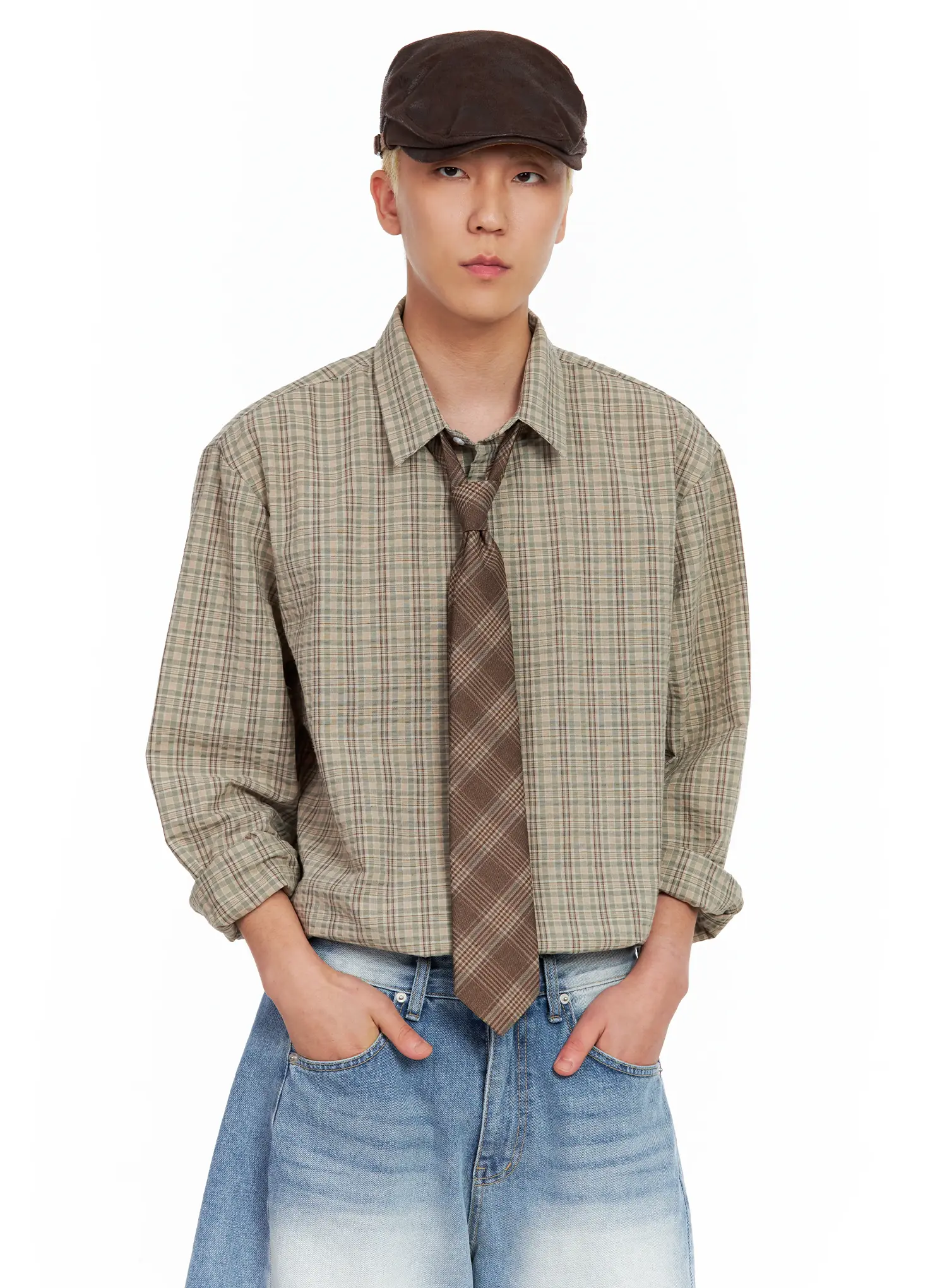 Men's Casual Glen Plaid-Print Tie IL514 - Image 9