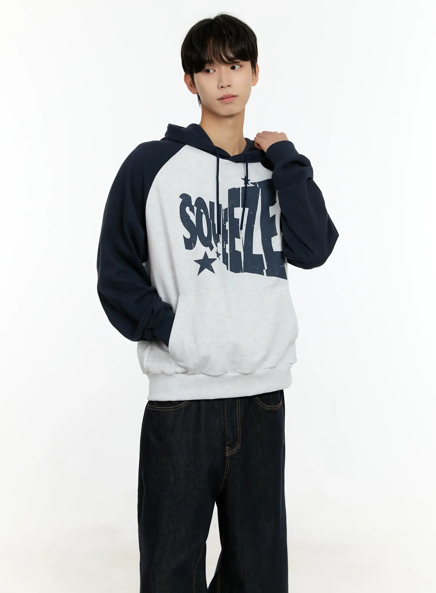 Men's Casual Raglan Hoodie IN503