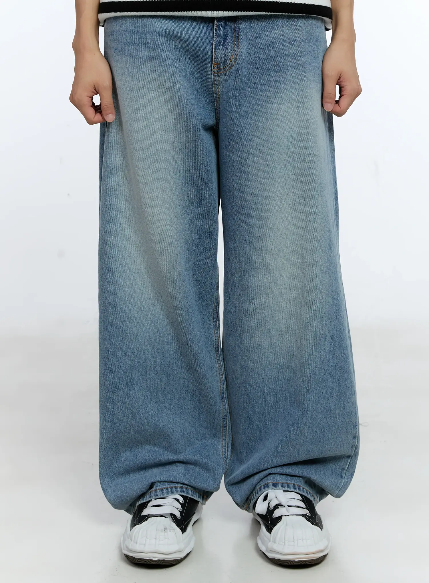 Men's Casual Wide Leg Washed Jeans IG519