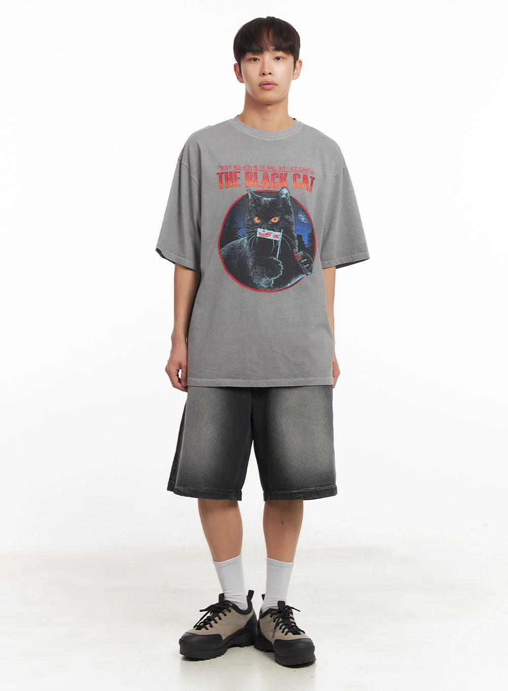 Men's Cat Graphic Oversized T-Shirt IA521 - Image 2