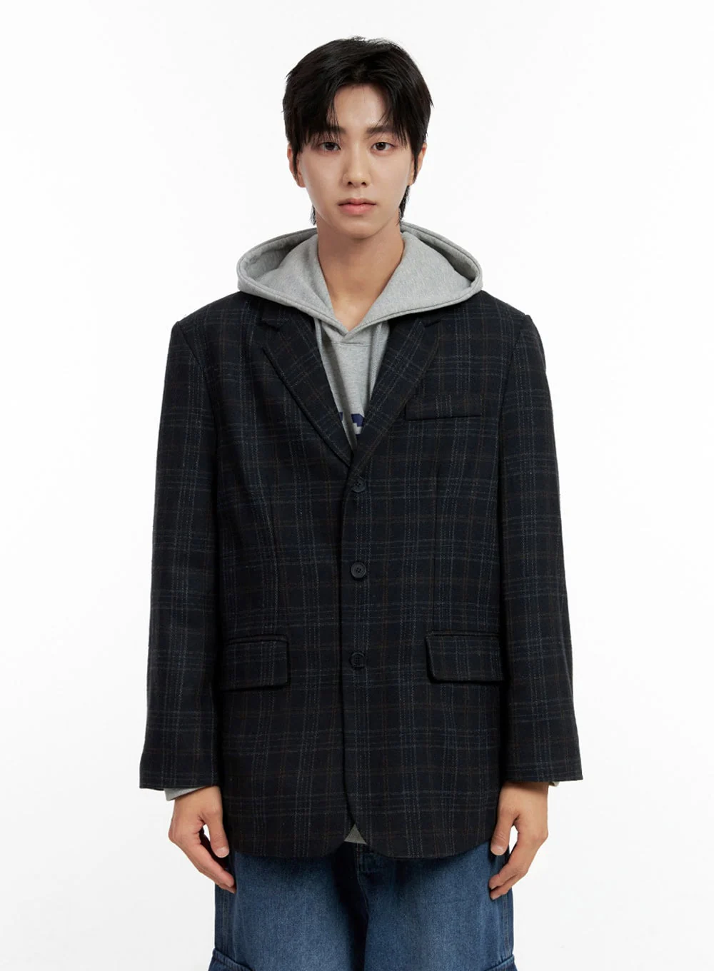 Men's Checkered Button Blazer IN401 - Image 7