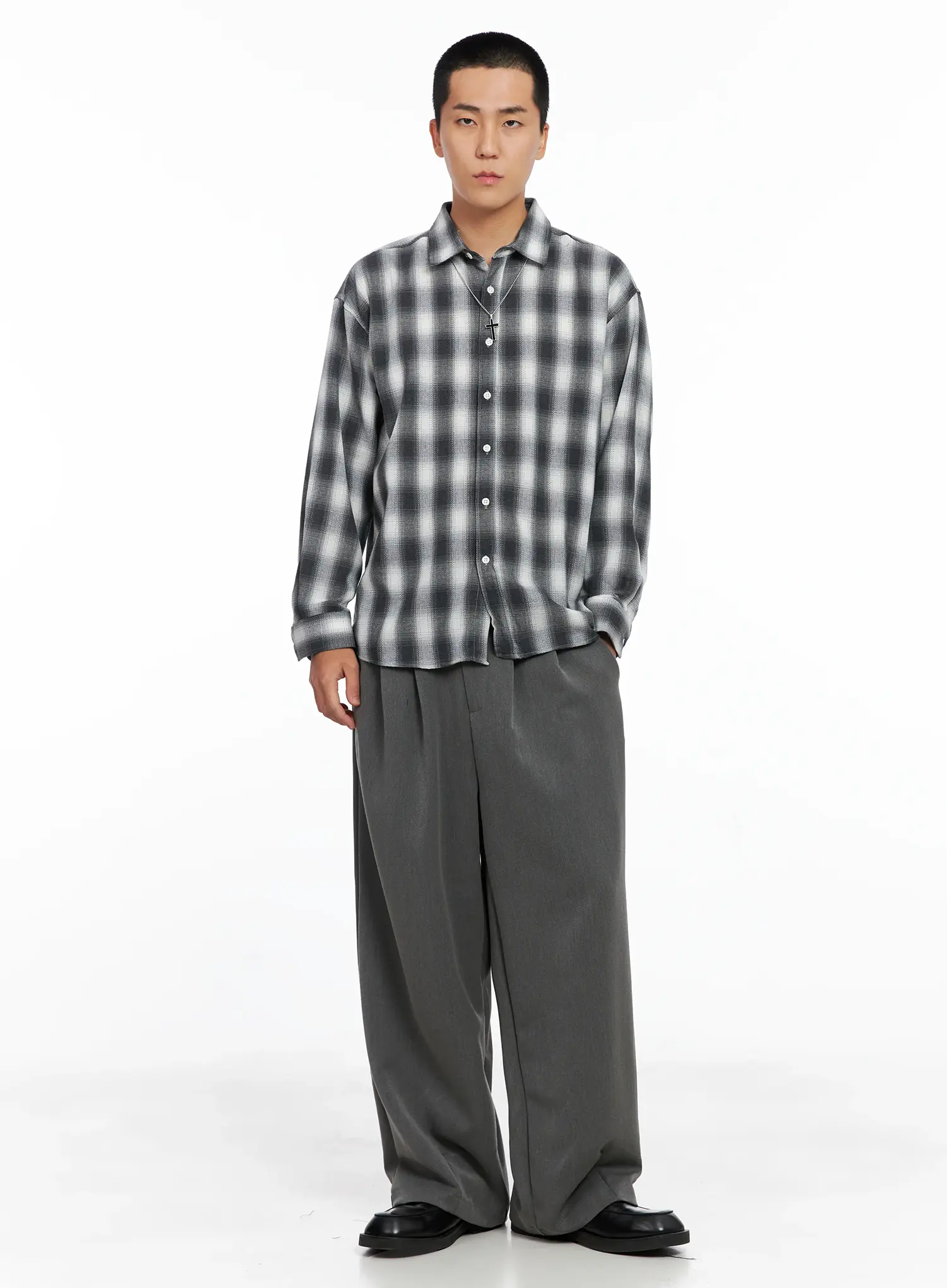 Men's Checkered Button-Up Shirt IS502 - Image 2