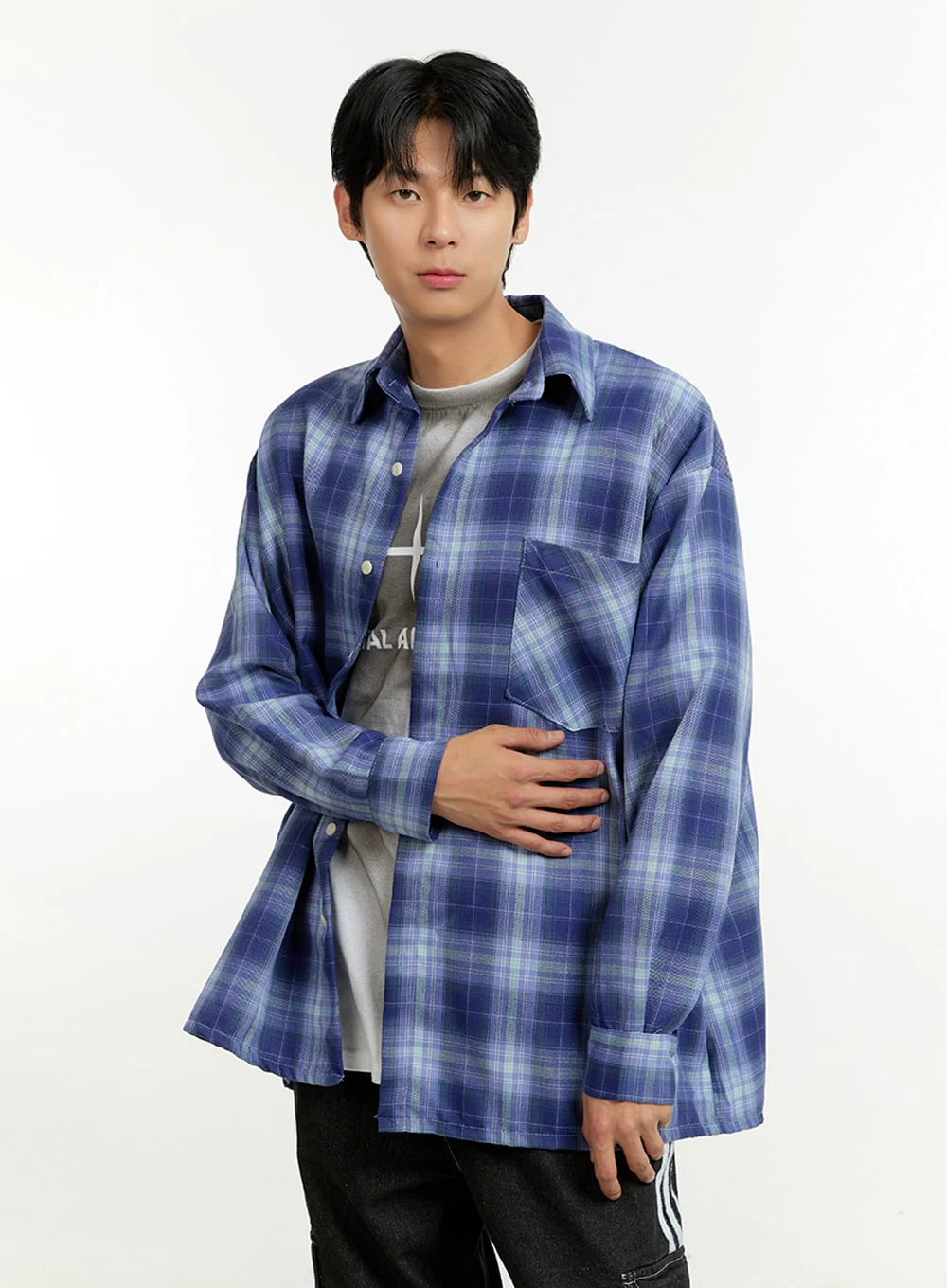 Men's Checkered Buttoned Collar Shirt IL412 - Image 4