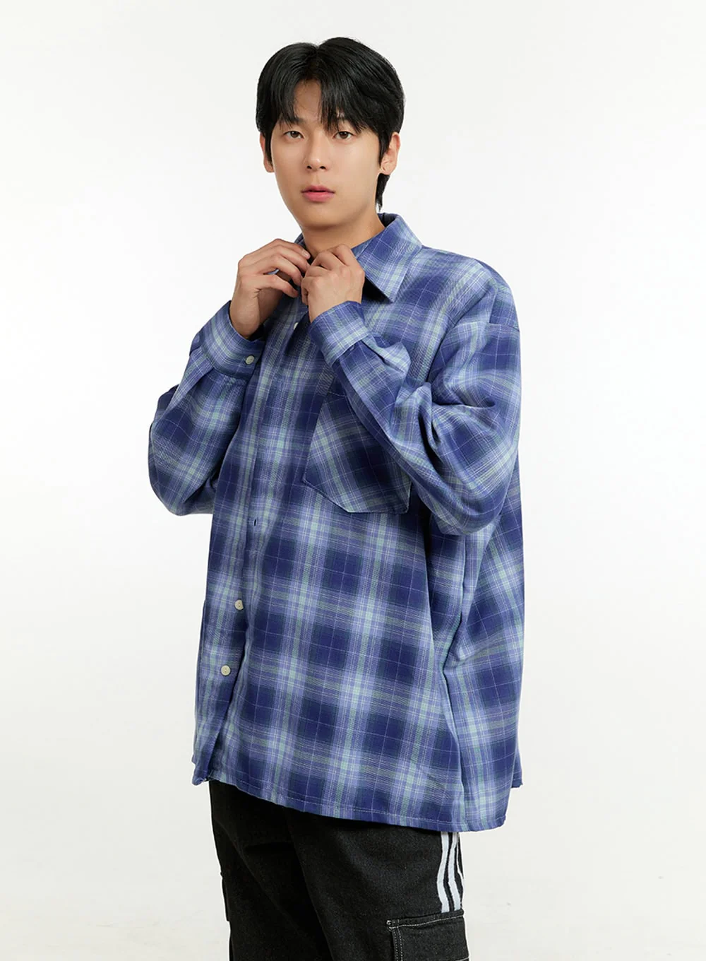Men's Checkered Buttoned Collar Shirt IL412 - Image 5