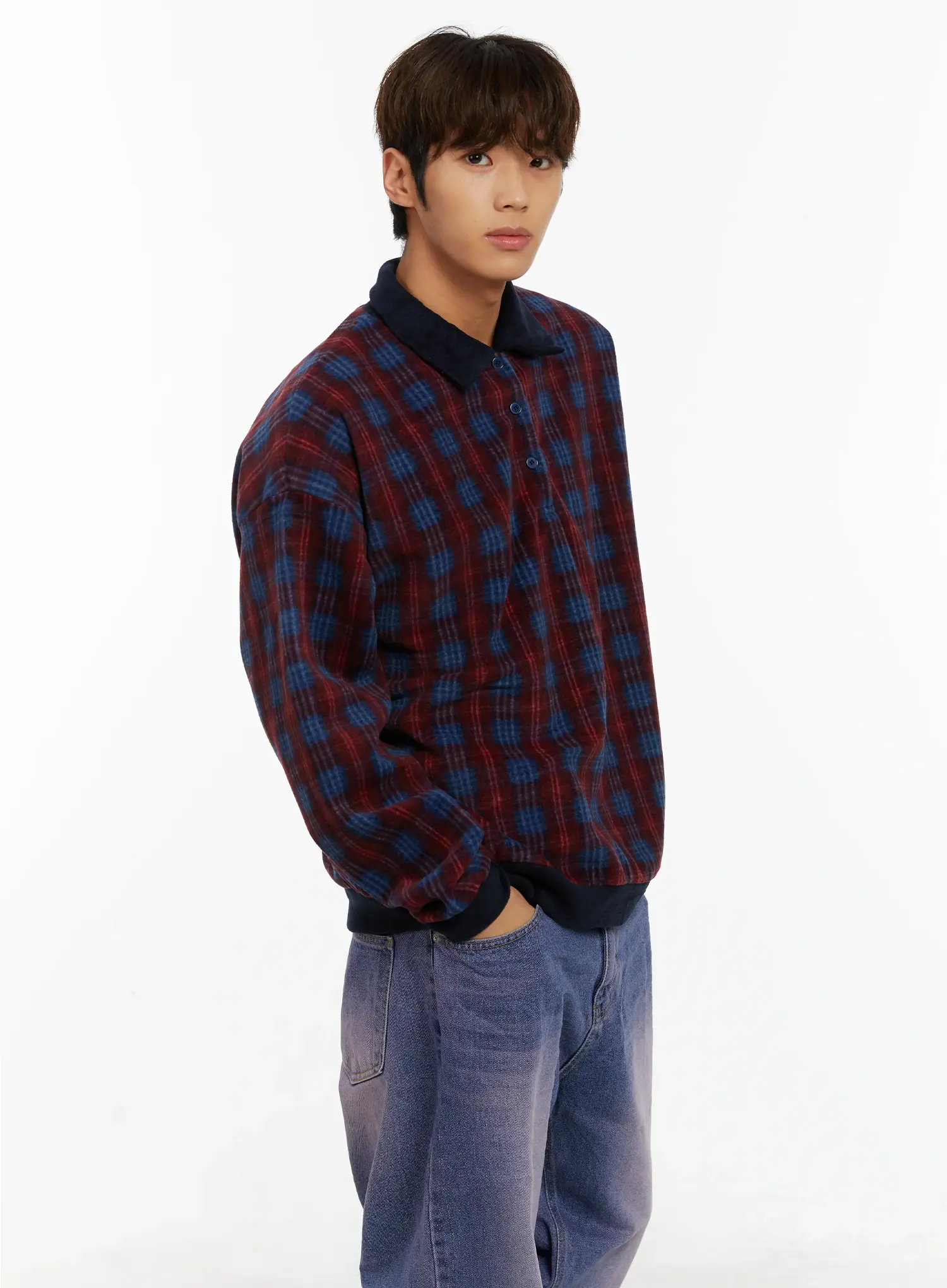 Men's Checkered Collar Sweatshirt ID523