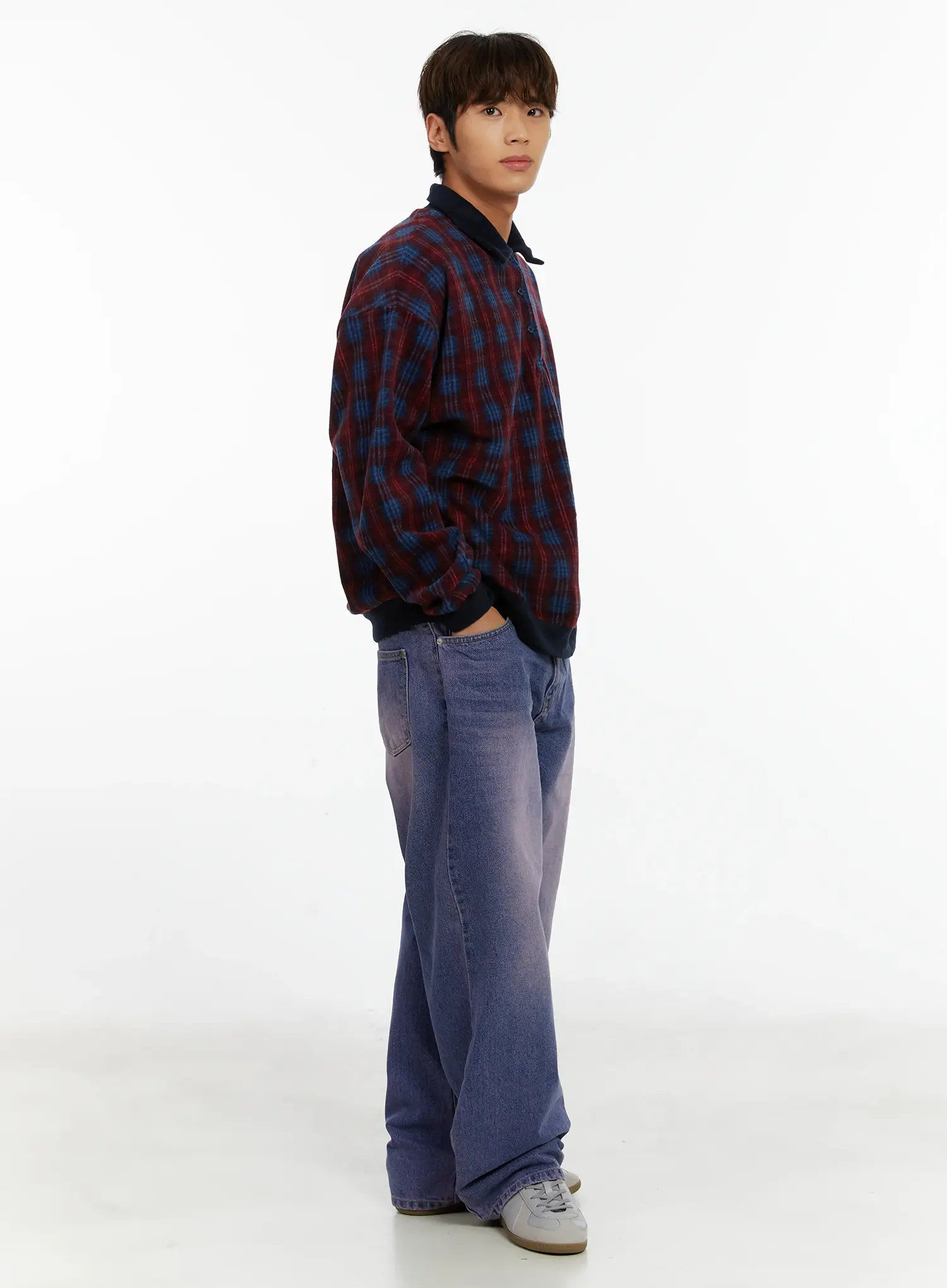 Men's Checkered Collar Sweatshirt ID523 - Image 6