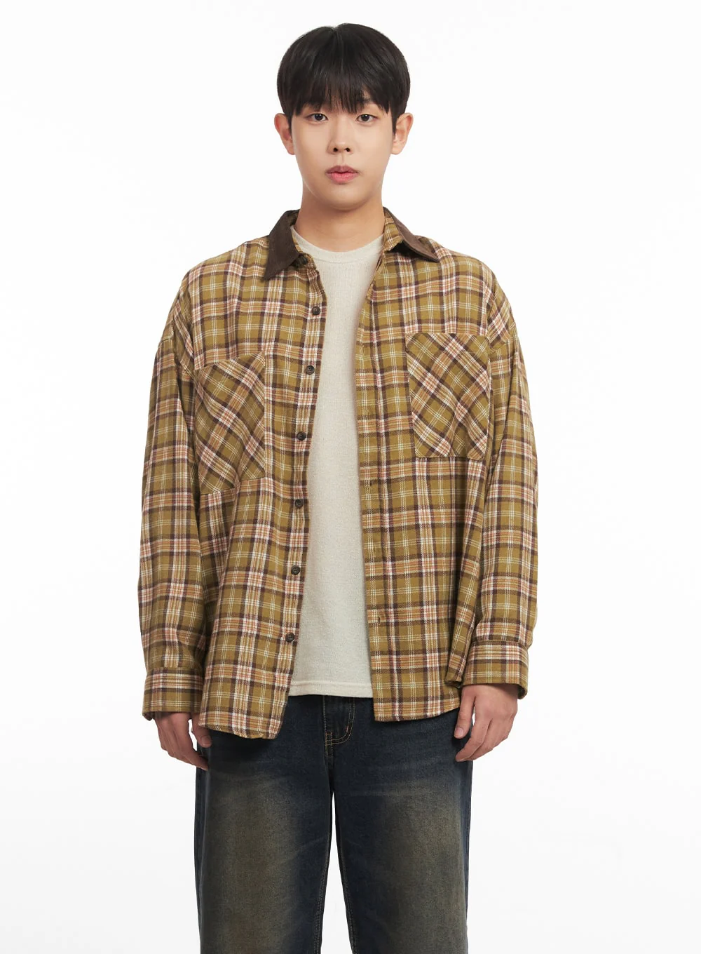 Men's Checkered Oversize Collared Shirt IM527 - Image 11