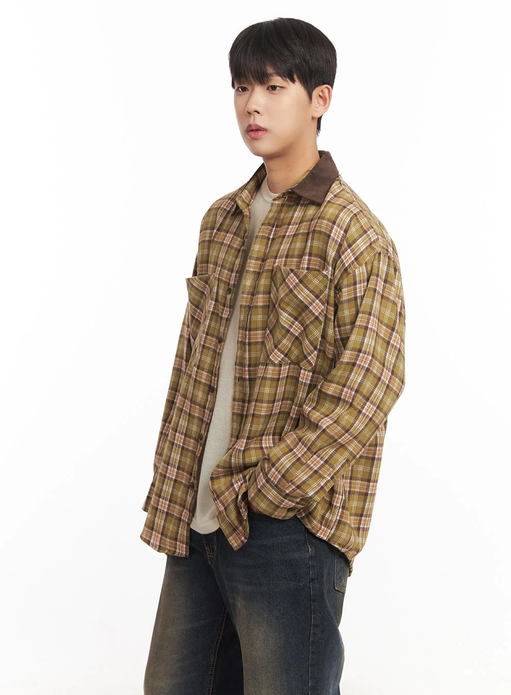 Men's Checkered Oversize Collared Shirt IM527 - Image 4