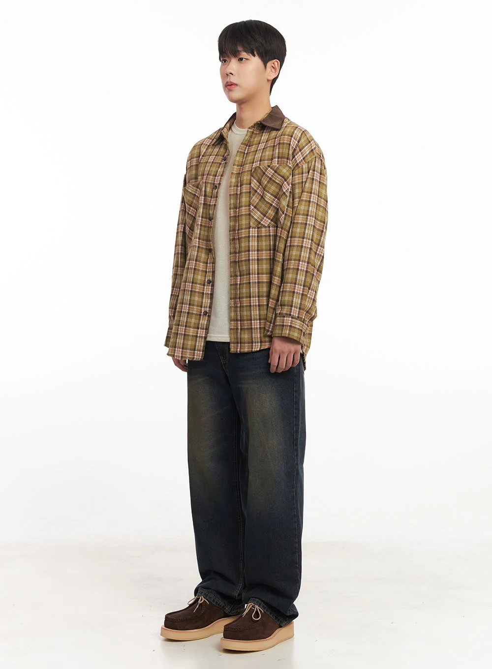 Men's Checkered Oversize Collared Shirt IM527 - Image 7