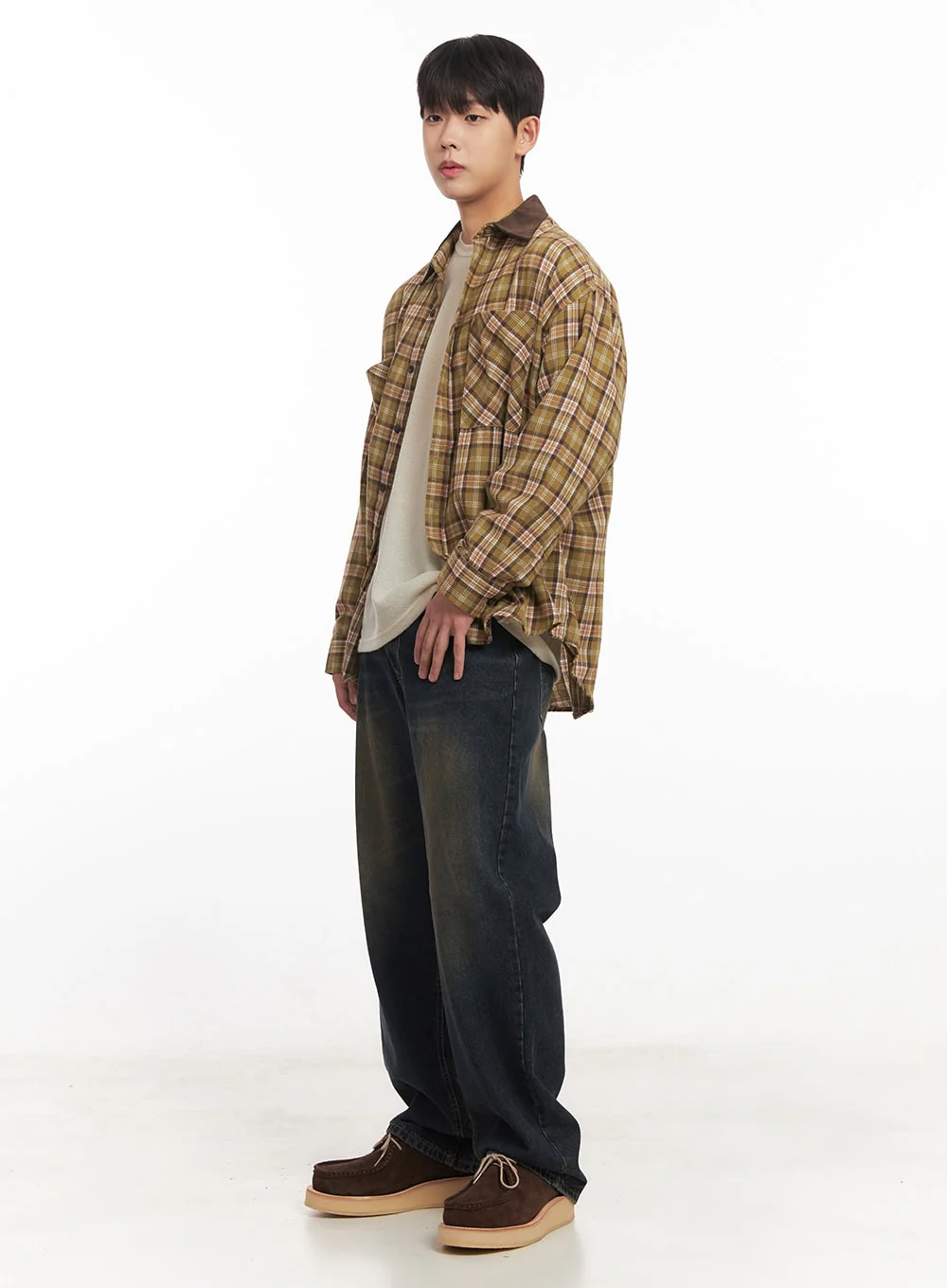Men's Checkered Oversize Collared Shirt IM527 - Image 9