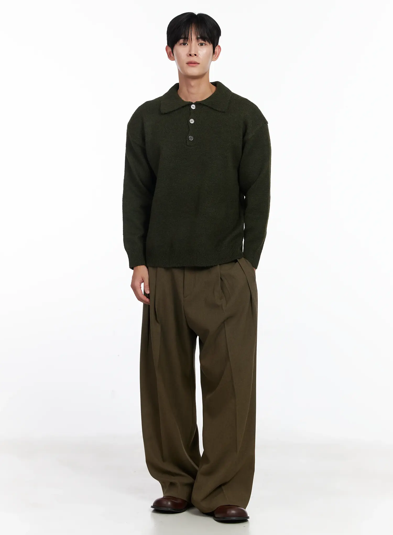 Men's Classic Collared Long Sleeve Knit IJ521 - Image 8