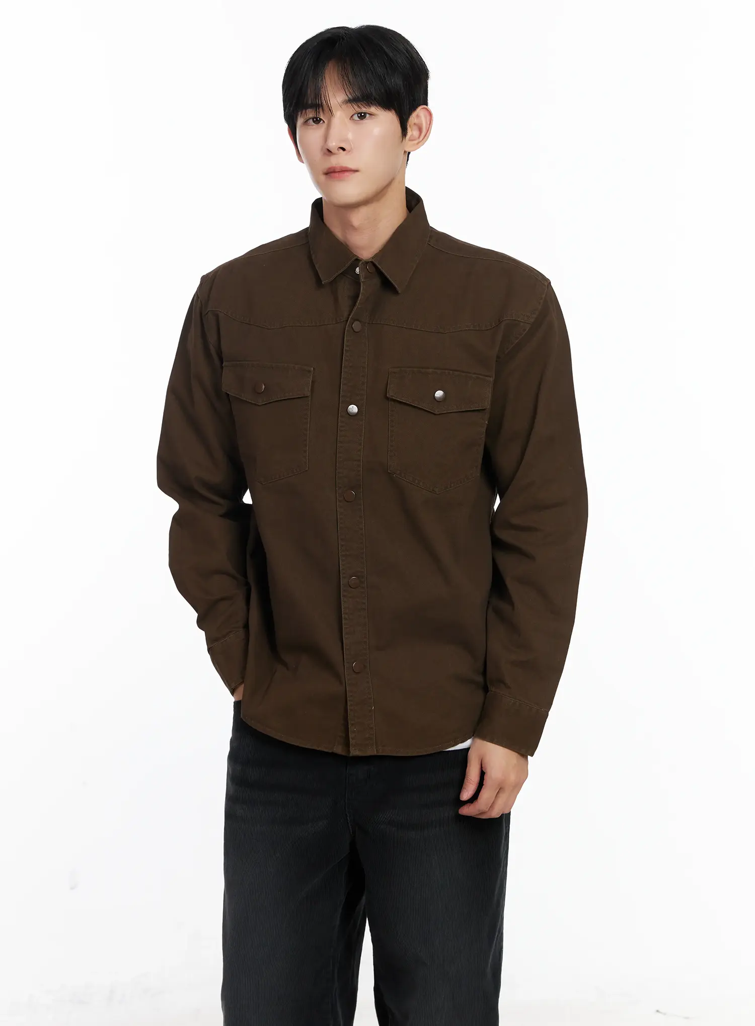 Men's Classic Cotton Snap Shirt IJ521 - Image 9
