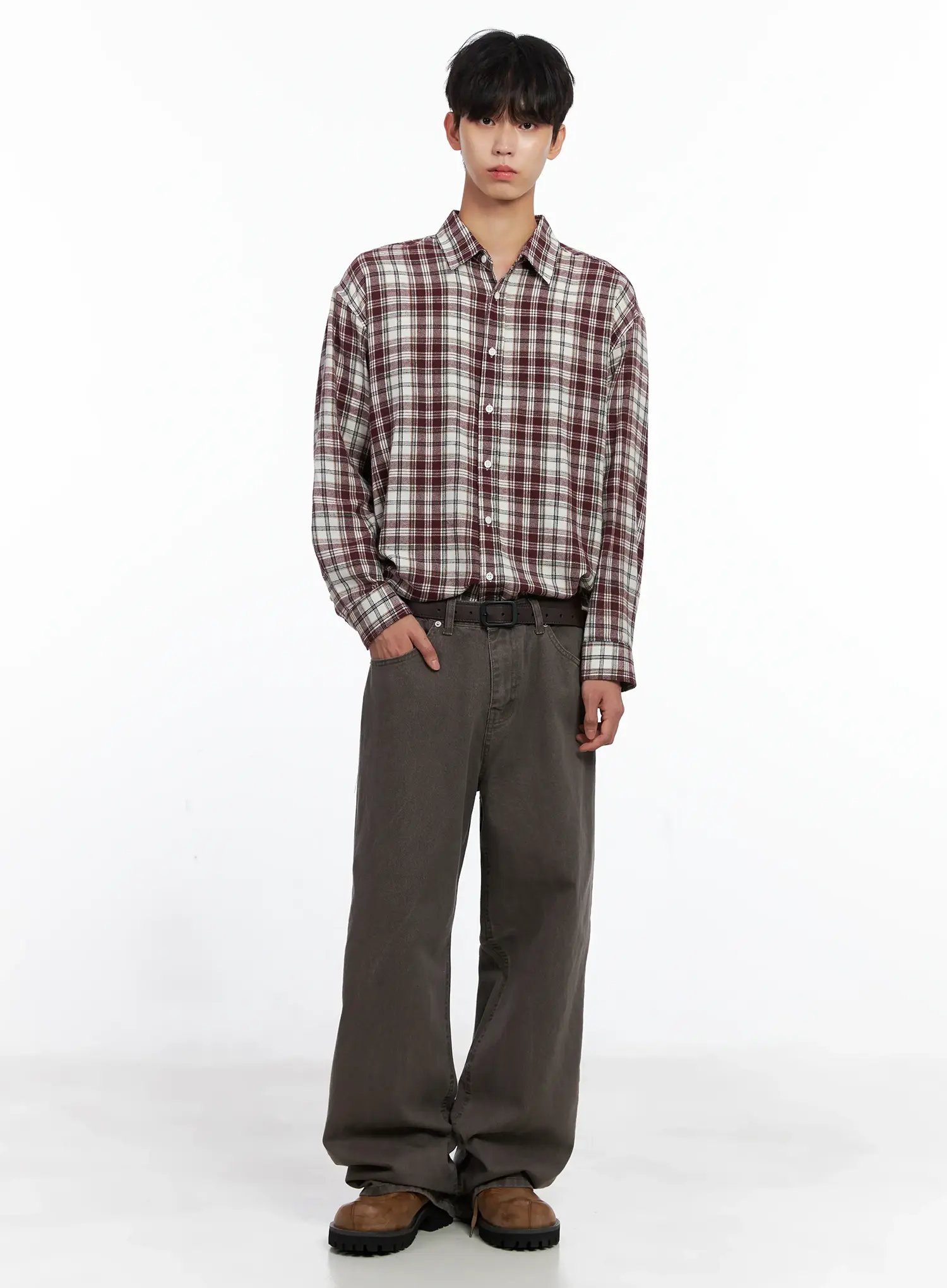 Men's Classic Plaid Button-Up Shirt IS519 - Image 9