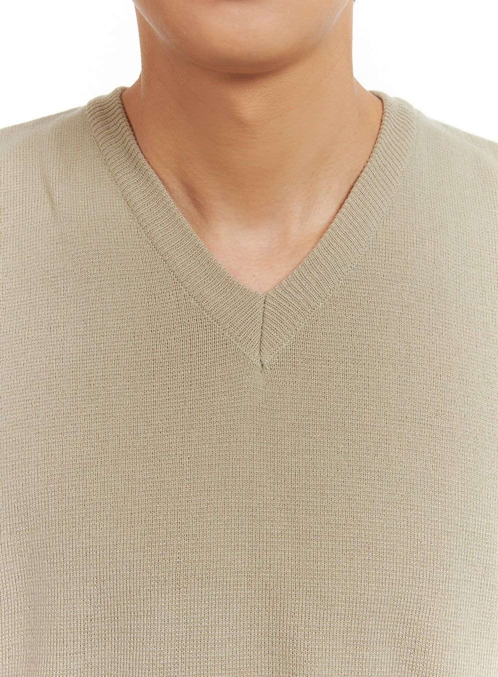 Men's Classic V-Neck Knit Vest (Beige) IY424 - Image 3