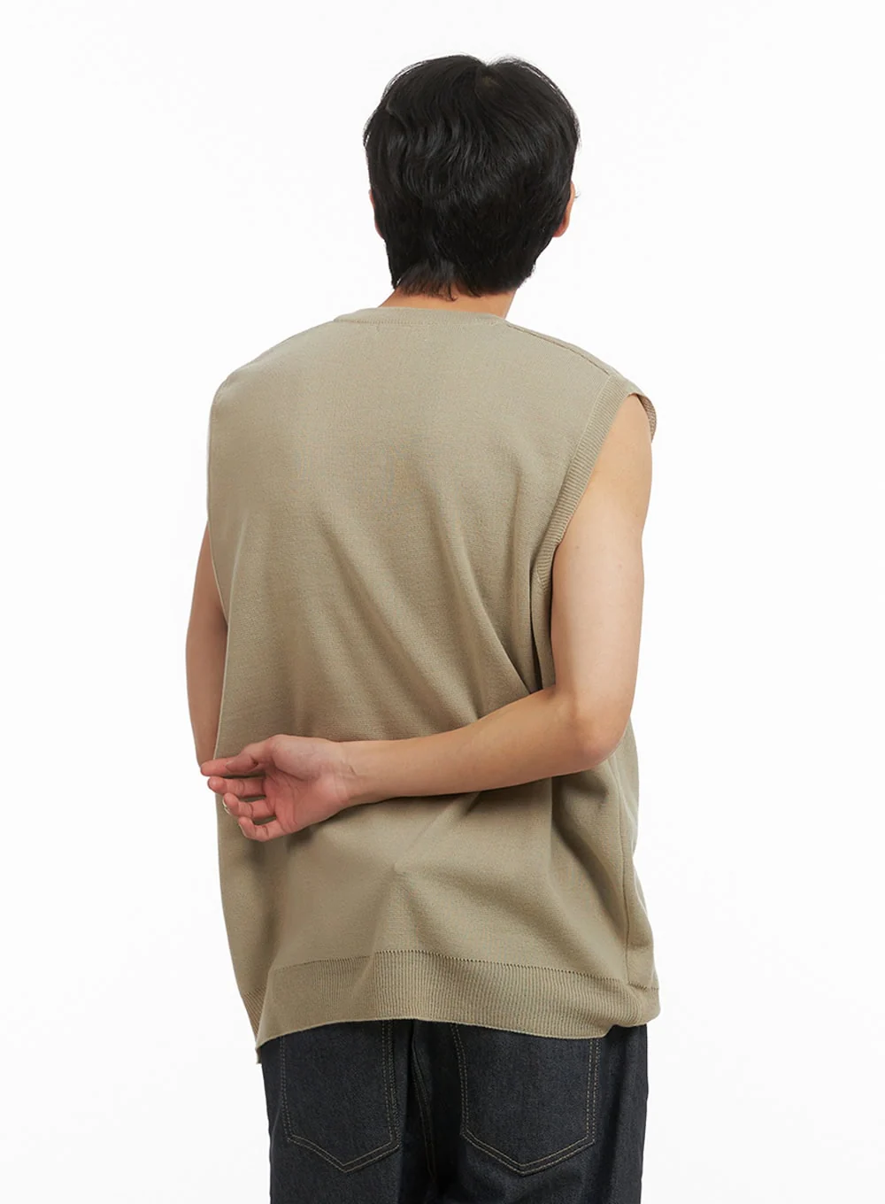 Men's Classic V-Neck Knit Vest (Beige) IY424 - Image 5
